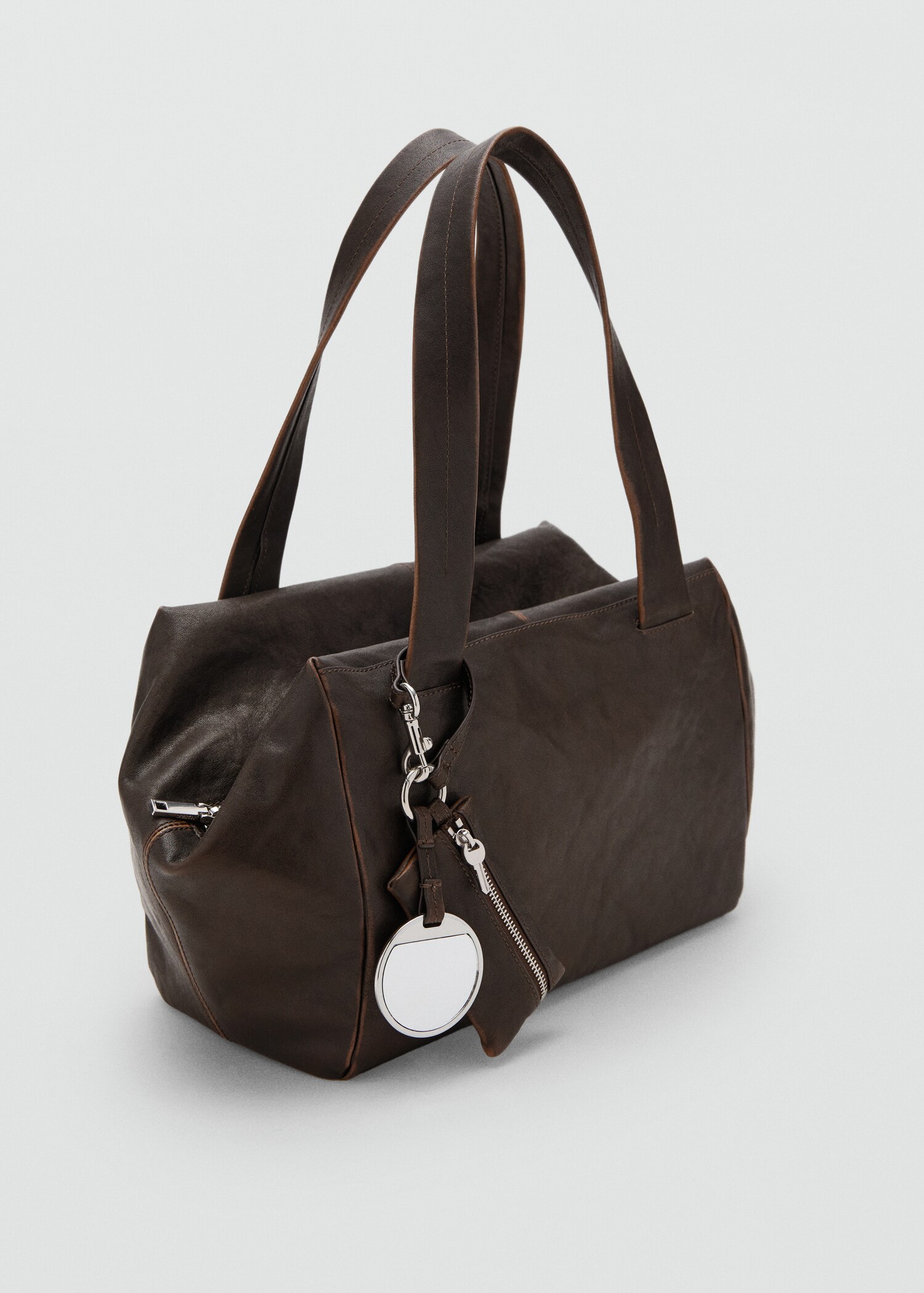 Medium leather shoulder bag with charms - Medium plane