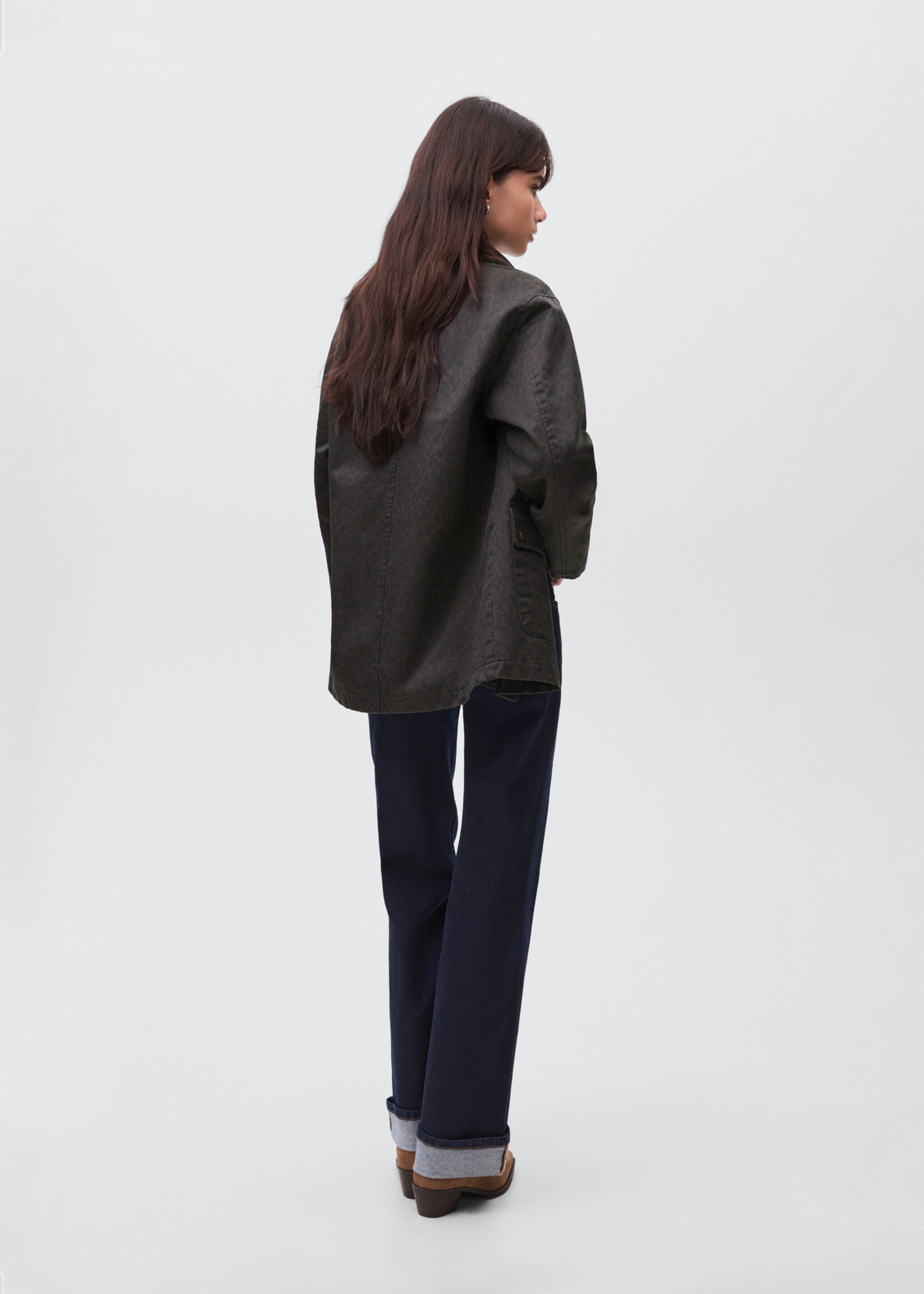 Leopard-print wax-effect parka - Reverse of the article, Brown. Ref: 17085787-00.