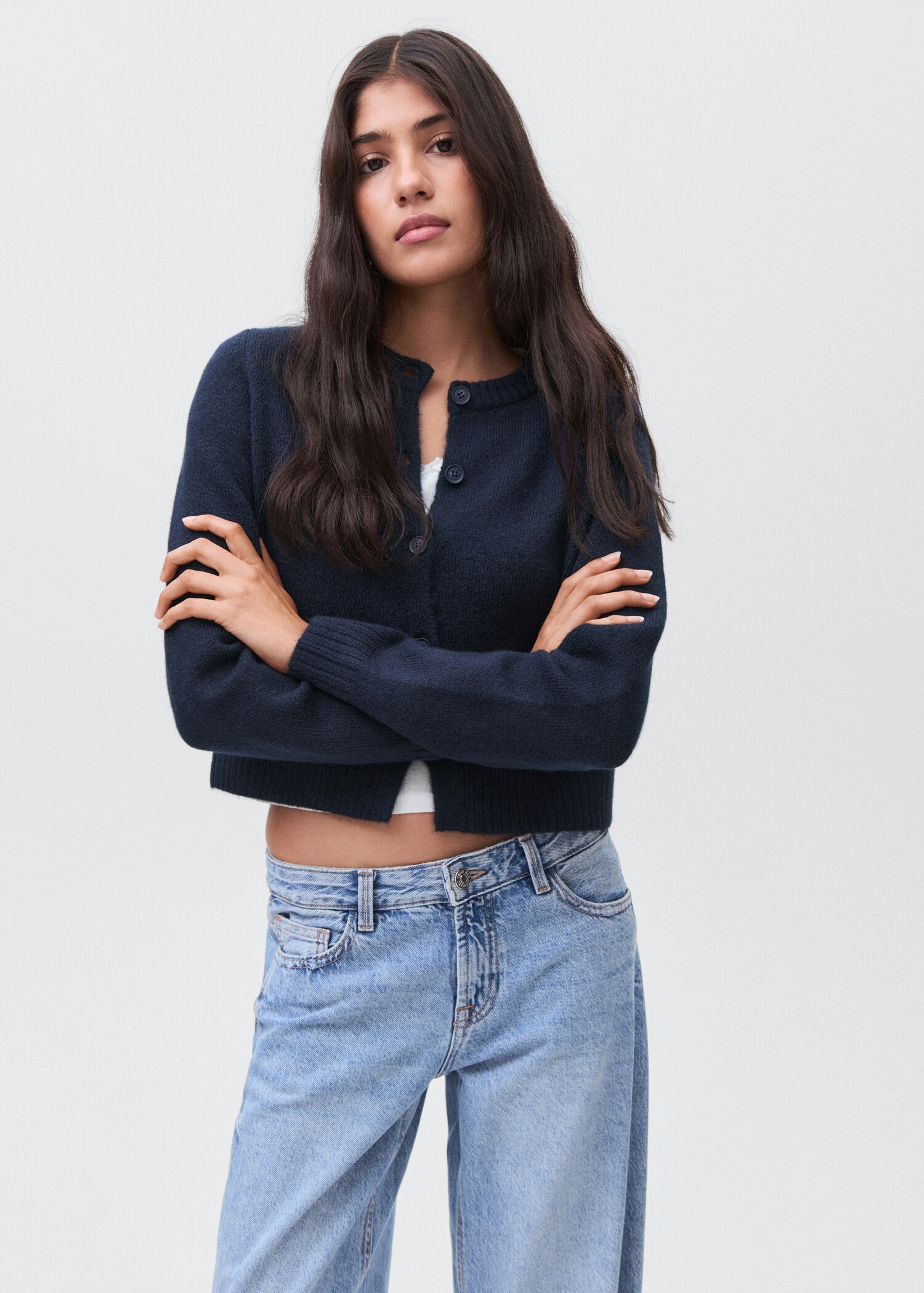 Cardigan laine boutons - Plan moyen