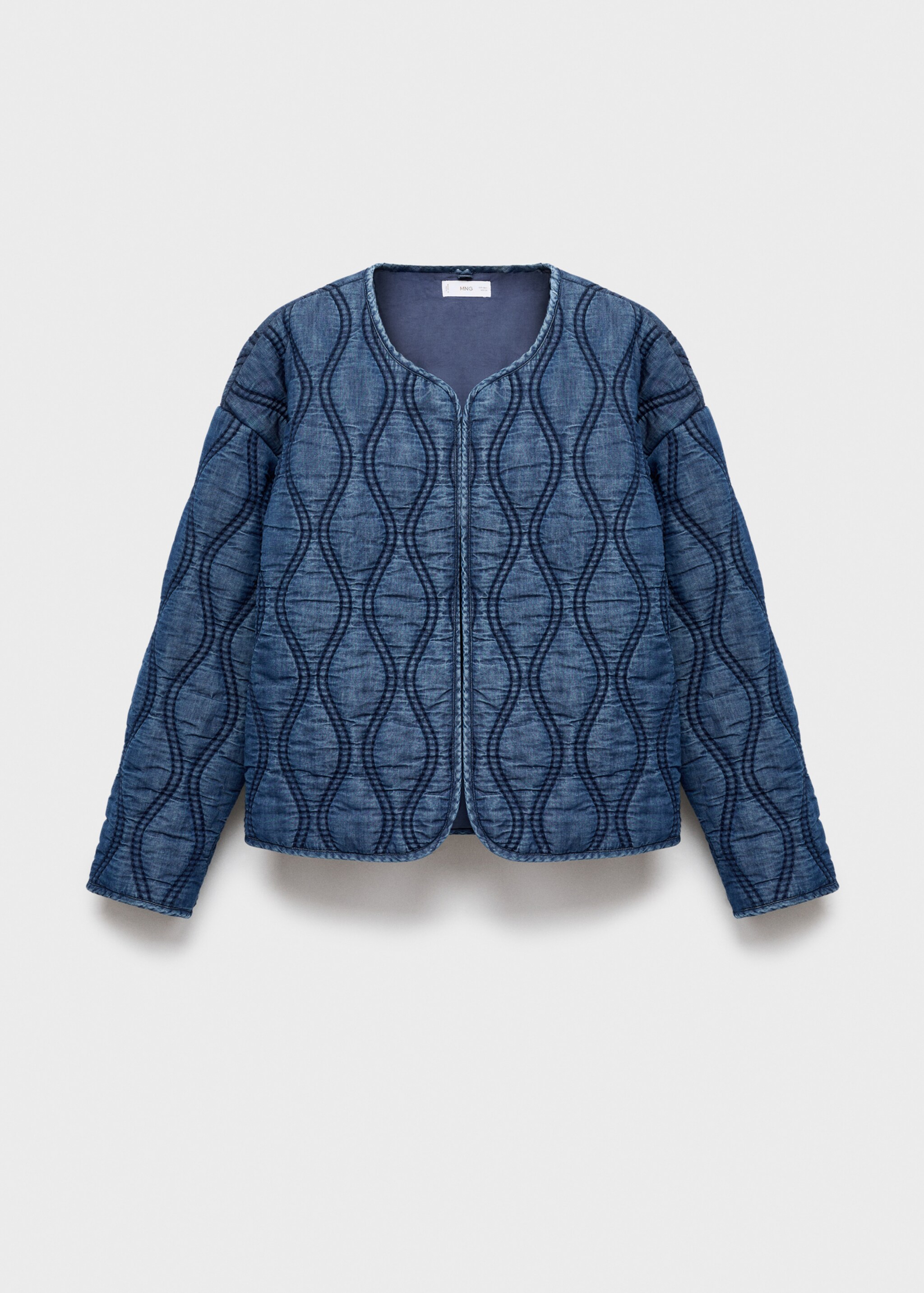 Quilted denim jacket - Article without model, Dark Blue. Ref: 17085790-00.