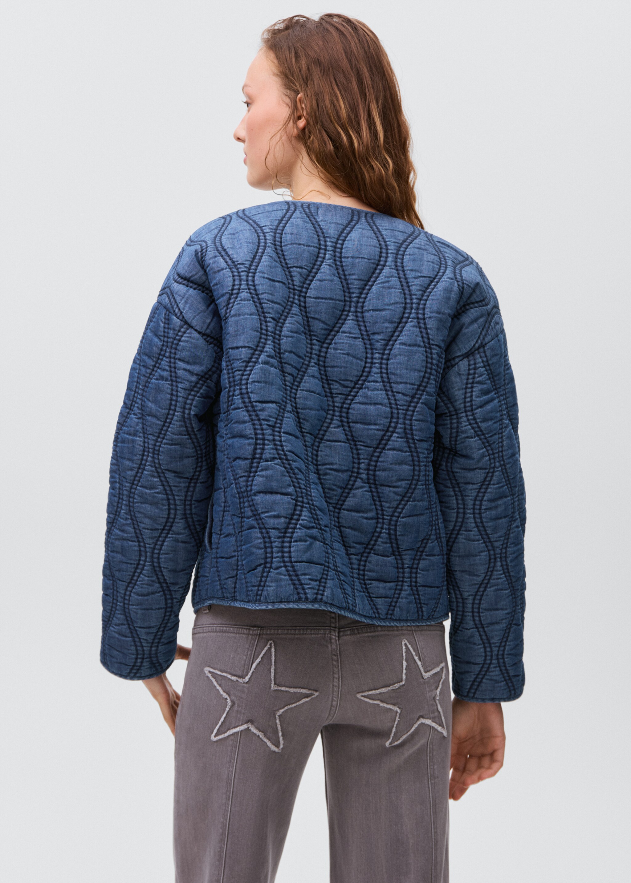 Quilted denim jacket - Reverse of the article, Dark Blue. Ref: 17085790-00.