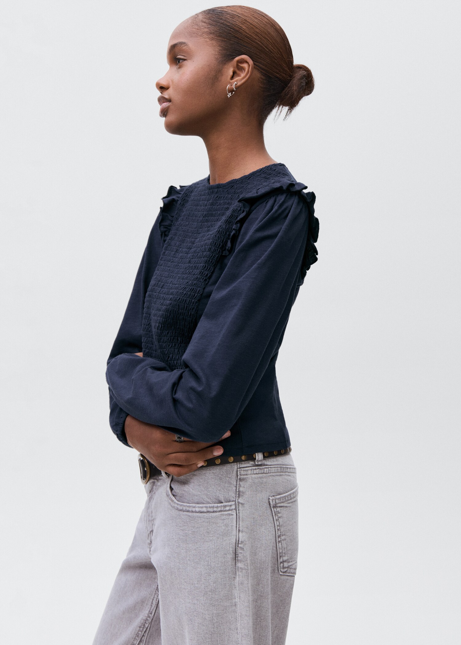 Ruffles ruched T-shirt - Medium plane