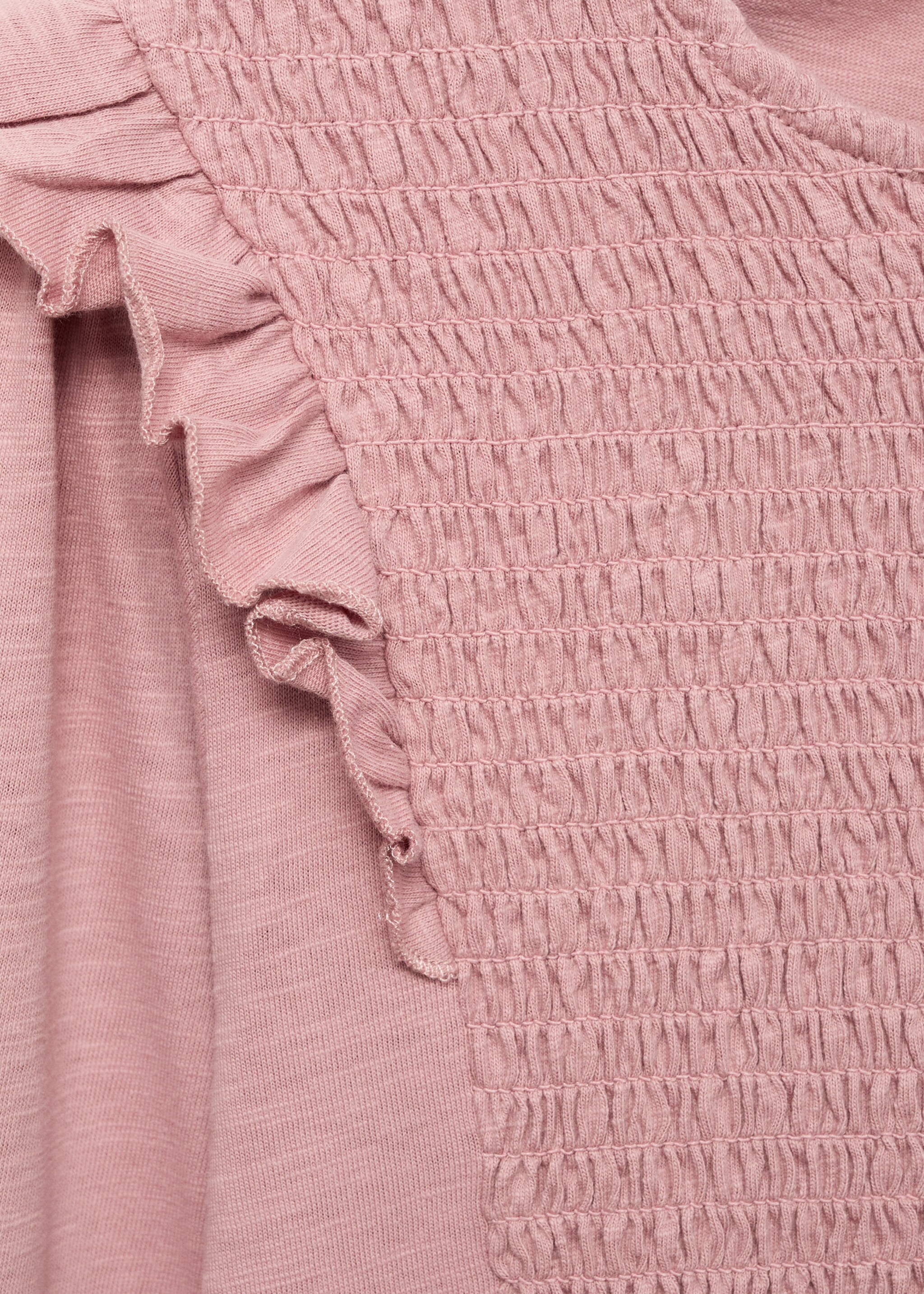 Ruffles ruched T-shirt - Details of the article 8, Pale Pink. Ref: 17085796-00.