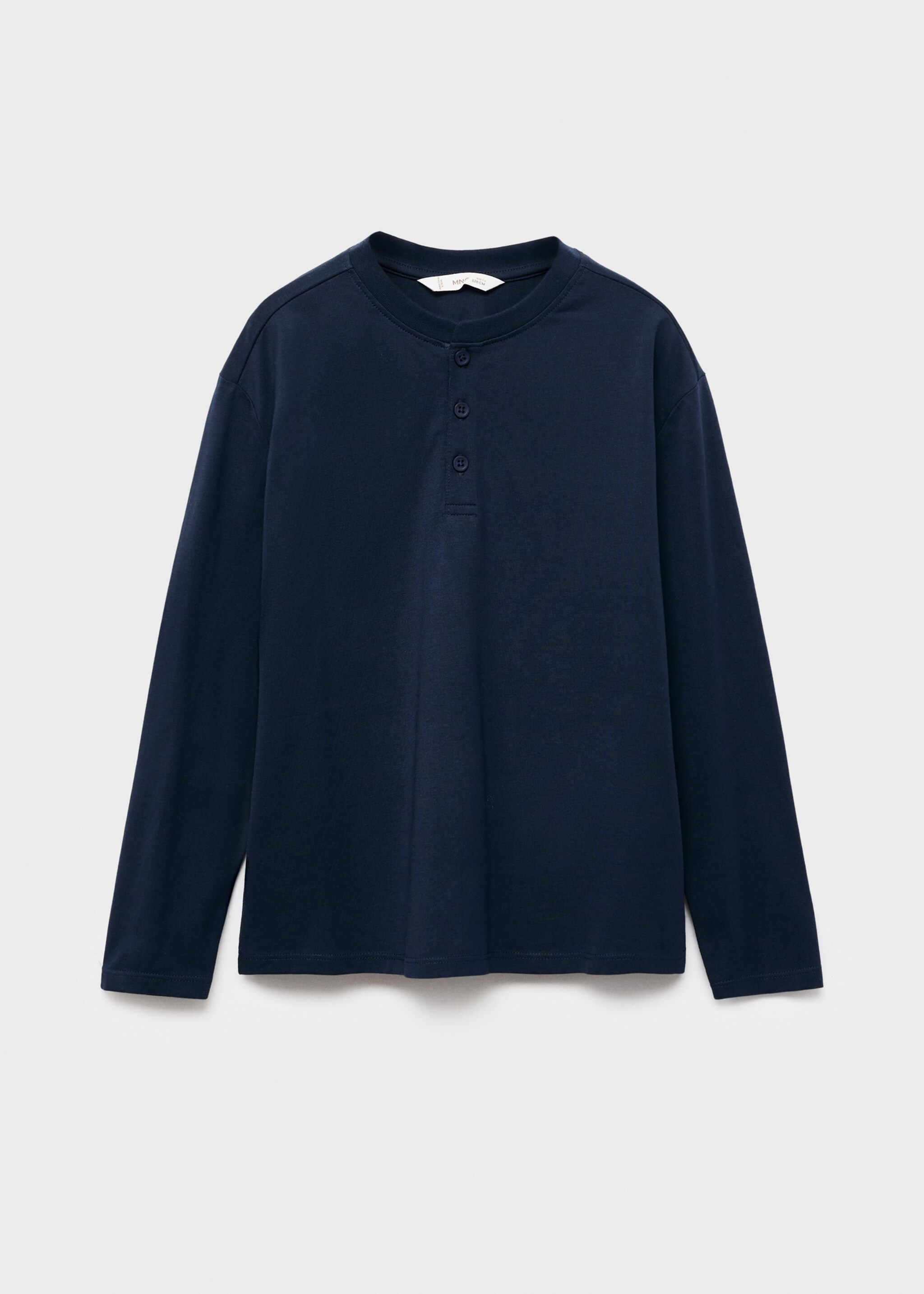 Buttoned cotton T-shirt - Article without model, Navy. Ref: 17085797-00.