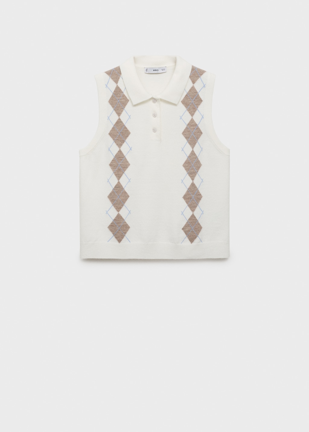 Argyle-pattern polo neck vest