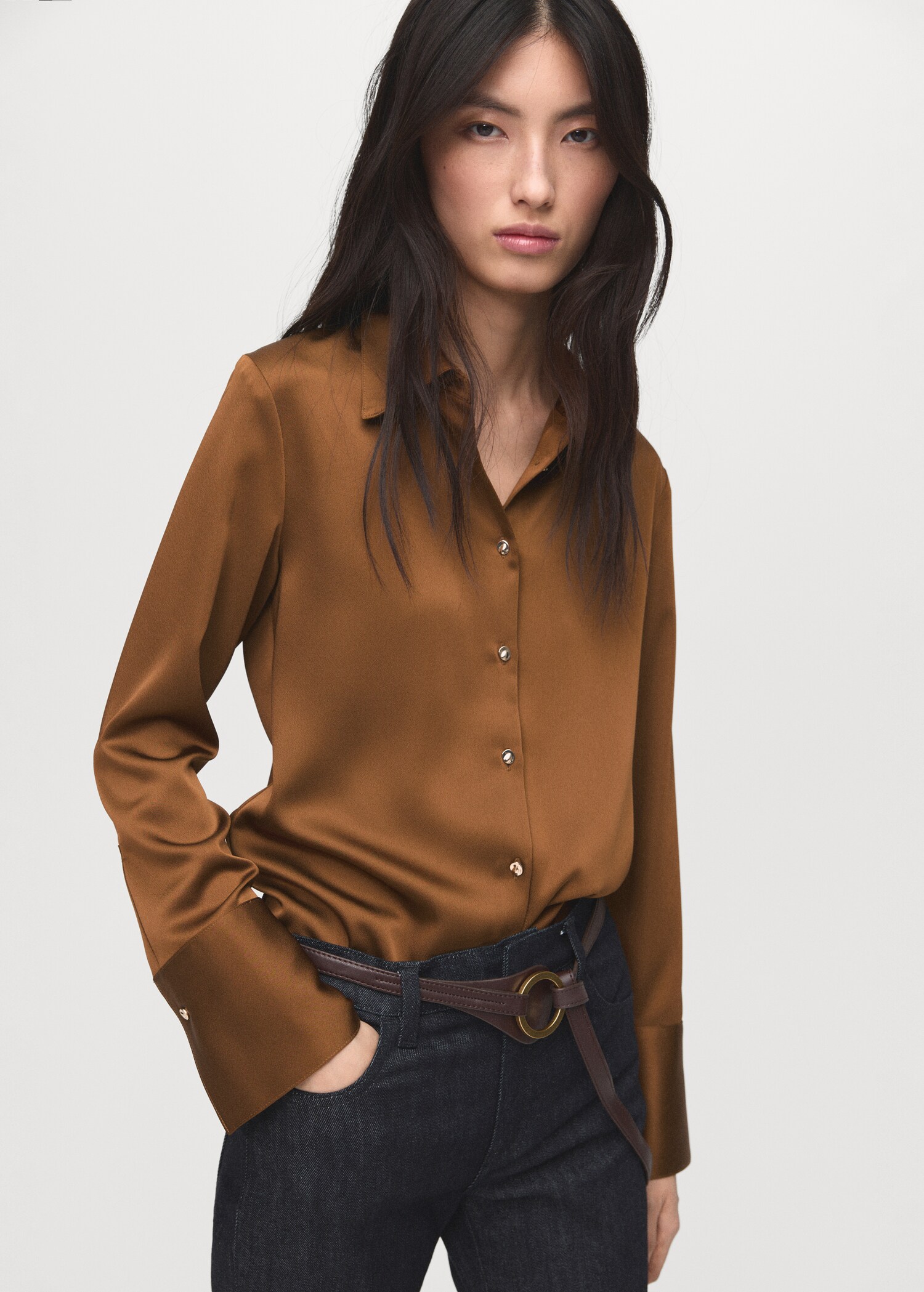 Satin finish flowy shirt - Medium plane