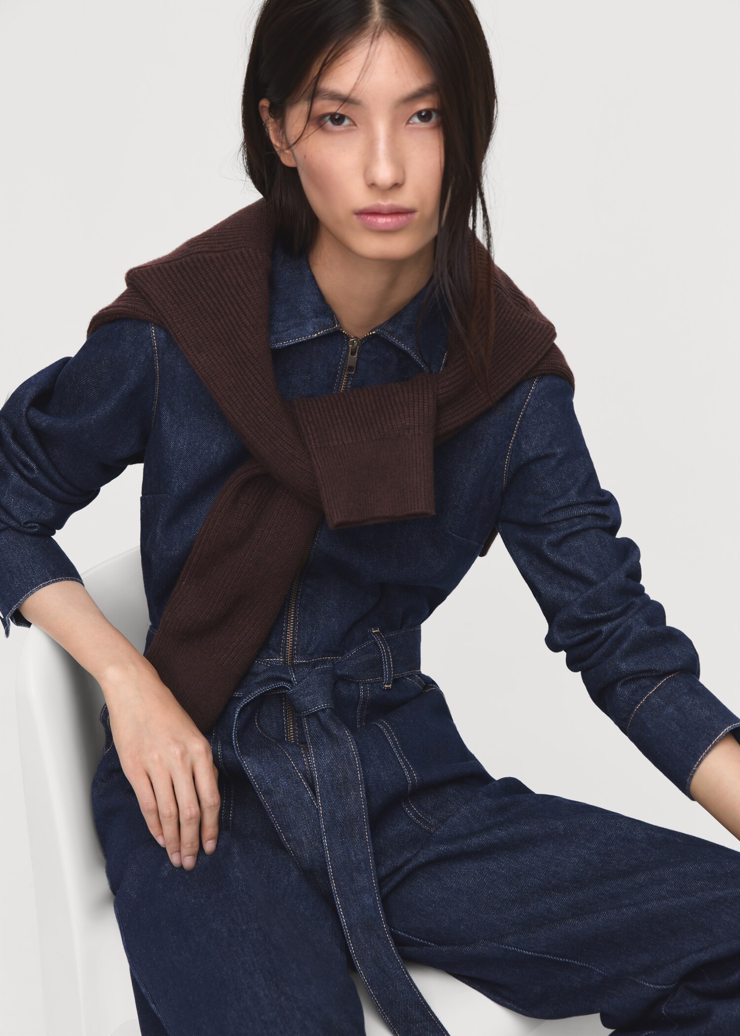 Belt denim jumpsuit - Medium plane