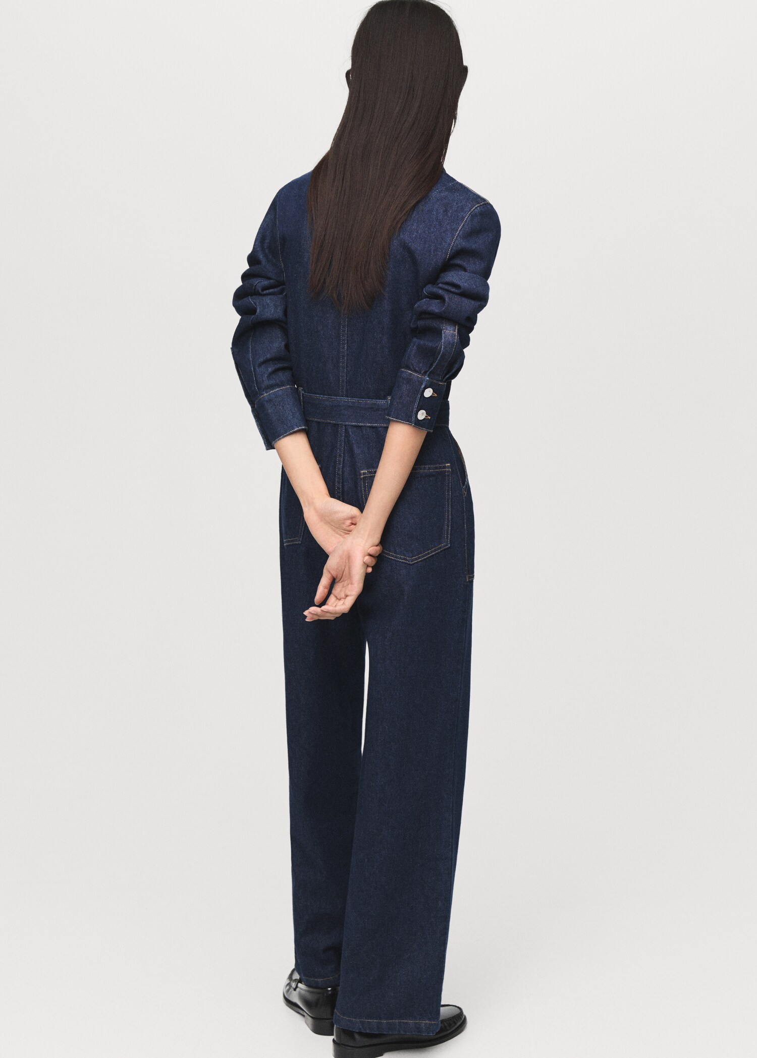 Belt denim jumpsuit - Reverse of the article