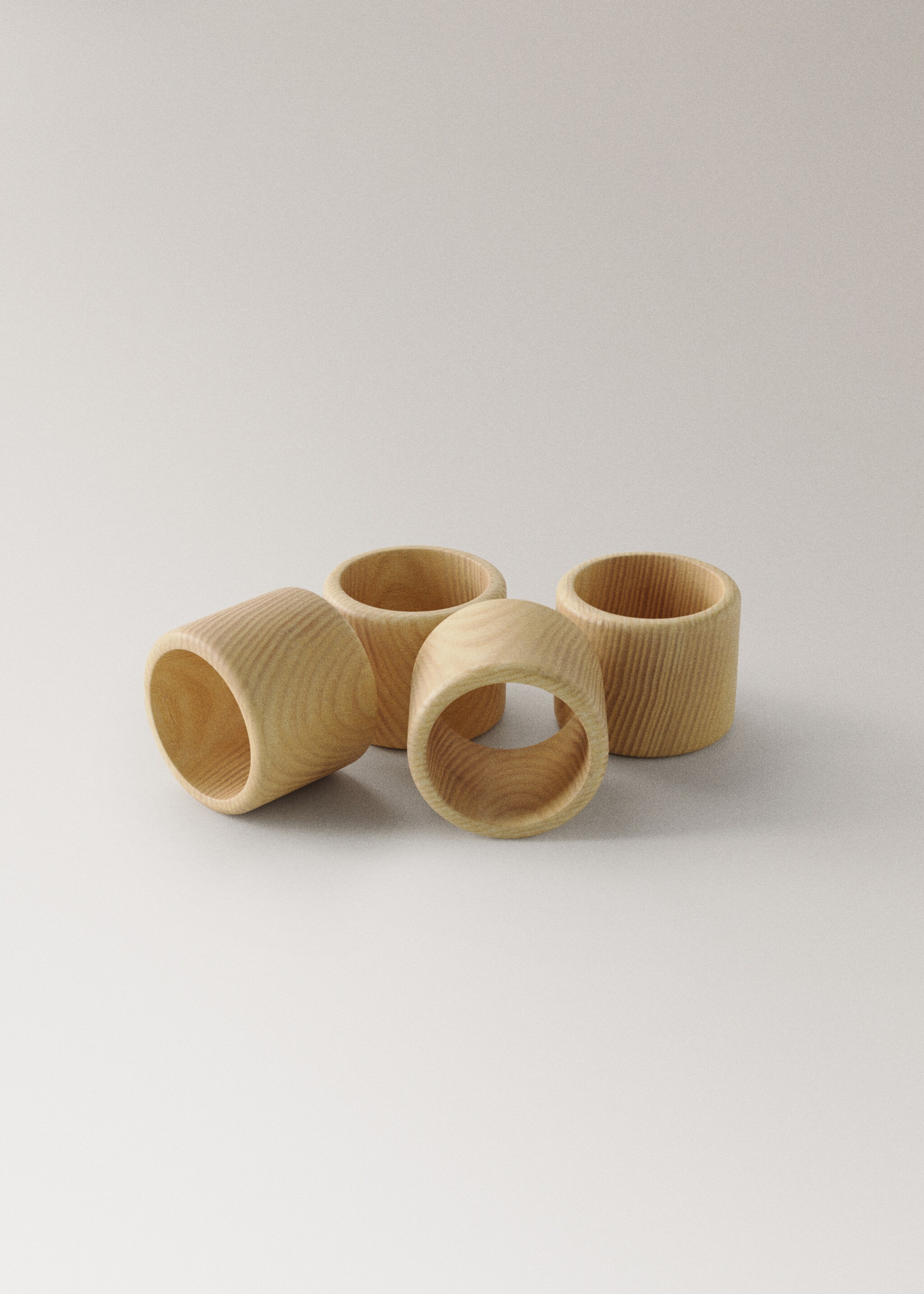 Pack of 4 ash wood napkin rings - Details of the article 1, Sand. Ref: 17085806-00.