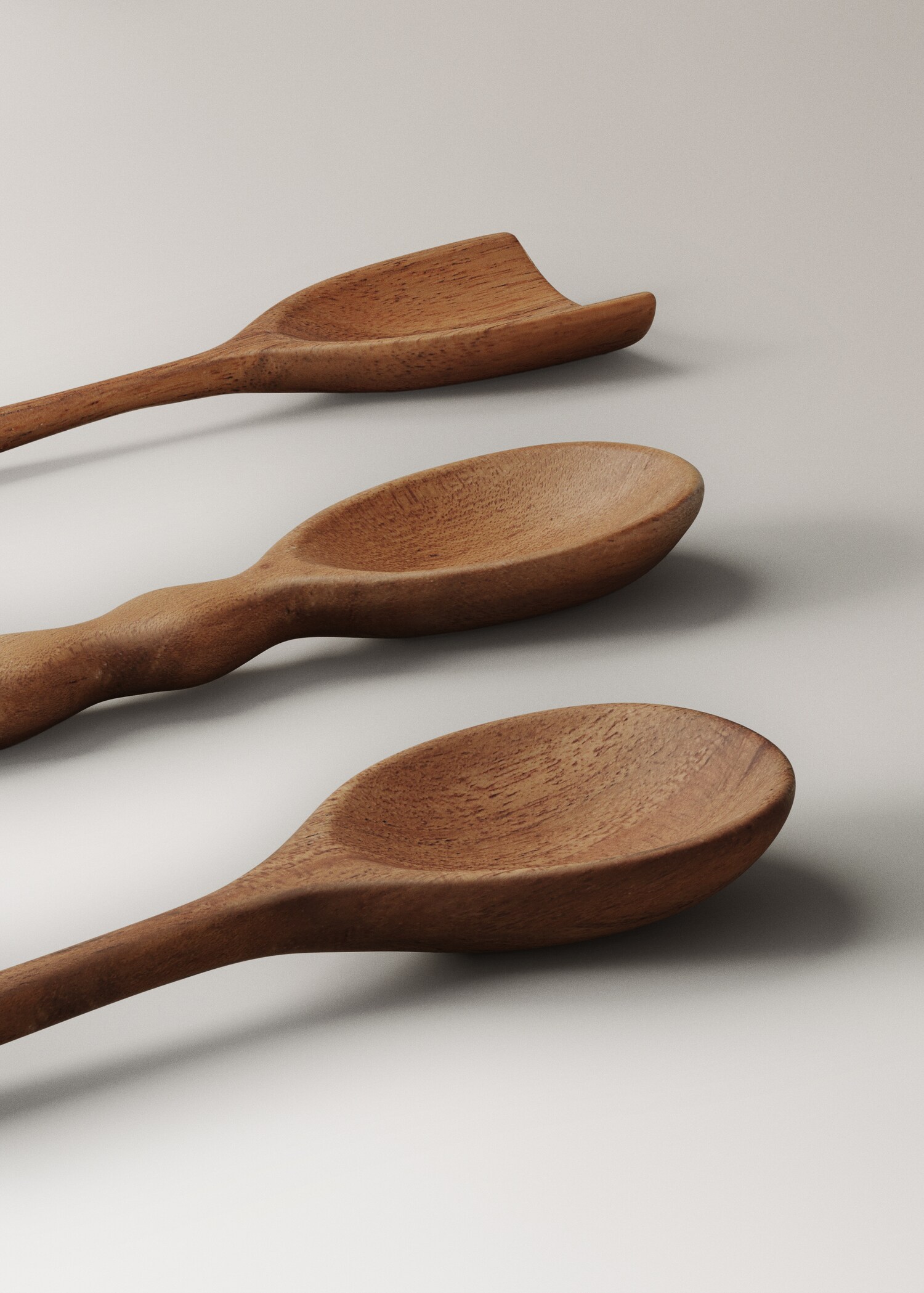 Set de 3 culleres de servir de fusta antiga - Detall de l'article 1