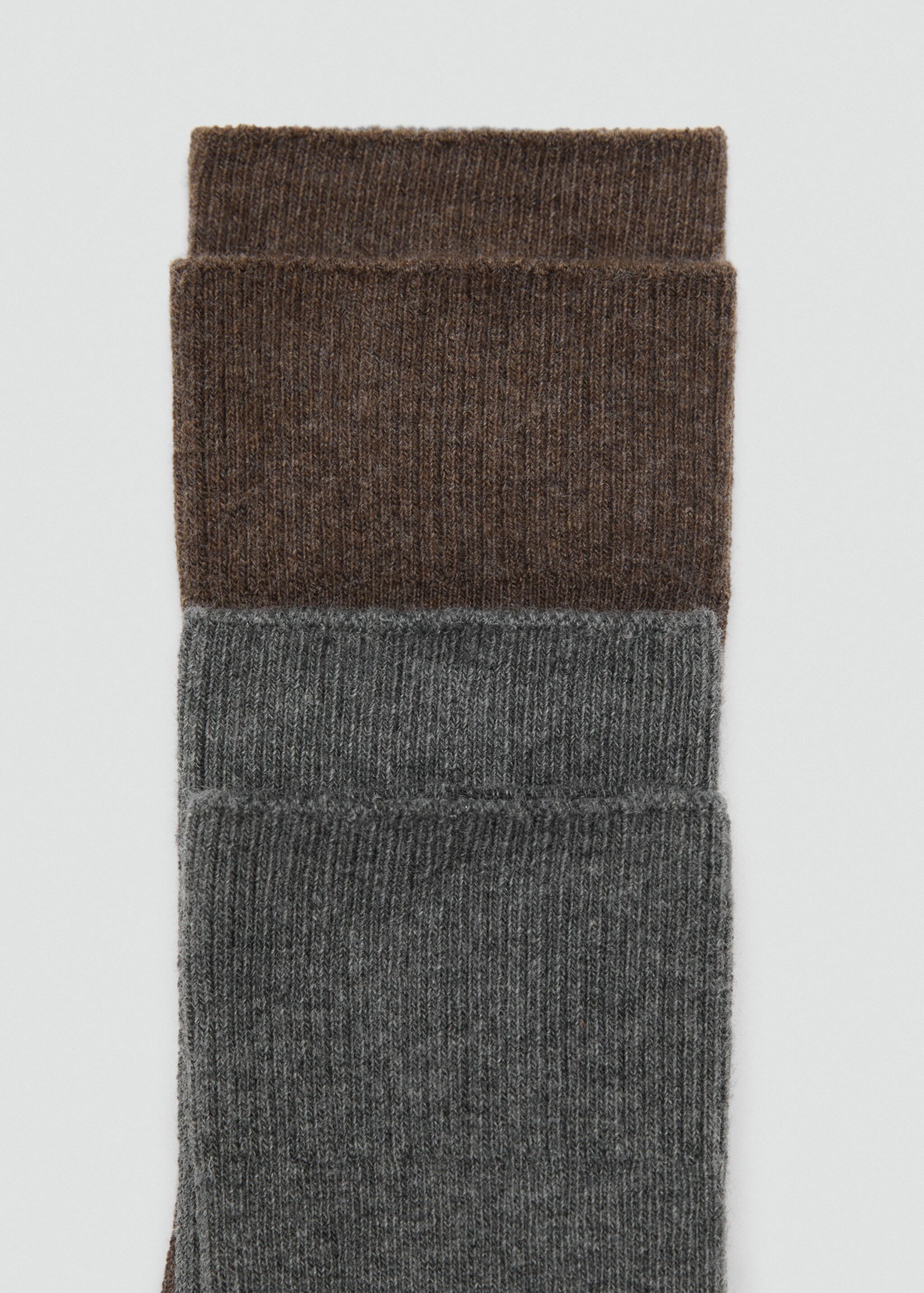 Pack of 2 ribbed cotton socks - Medium plane, Chocolate. Ref: 17085810-00.