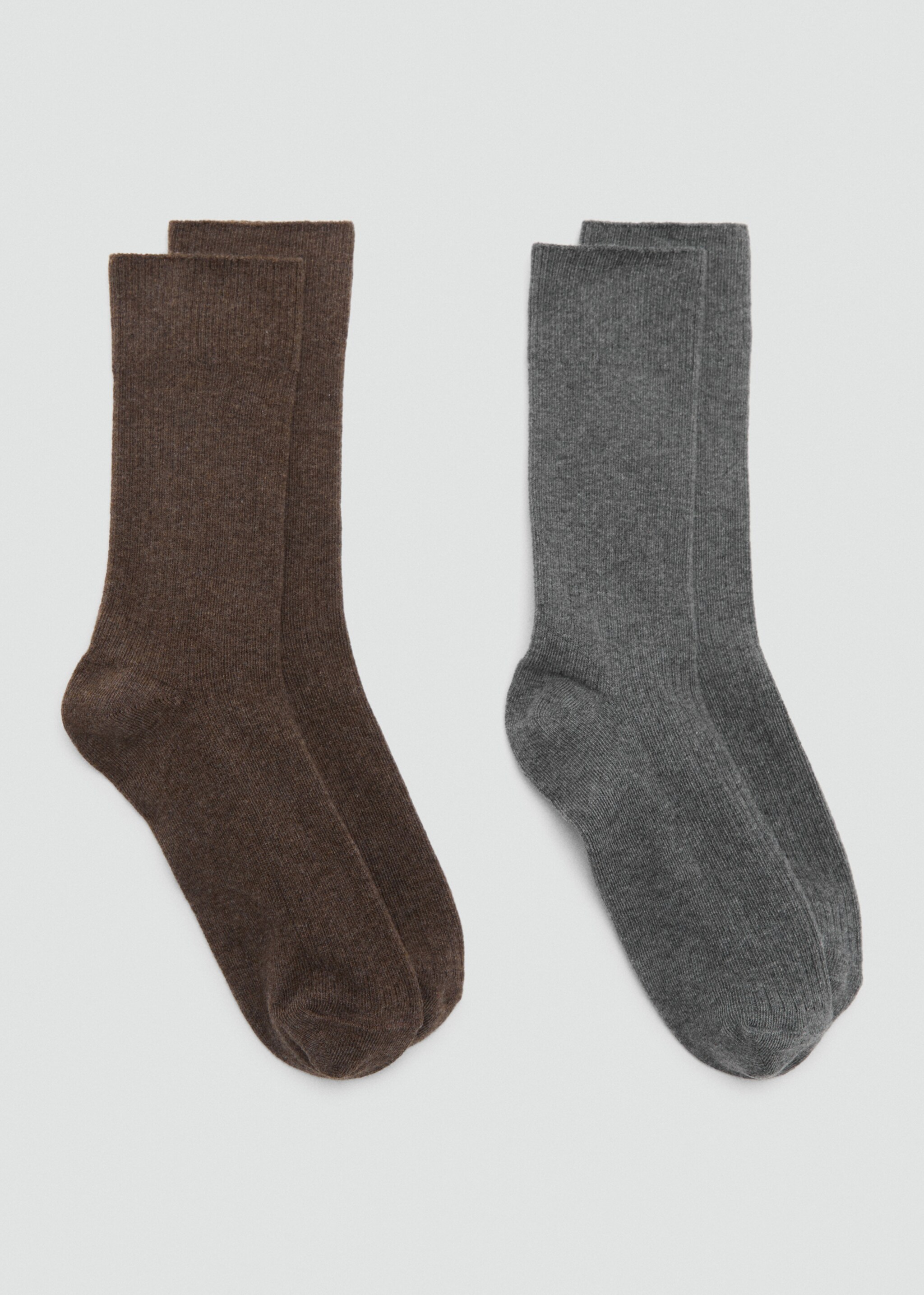 Pack of 2 ribbed cotton socks - Article without model, Chocolate. Ref: 17085810-00.