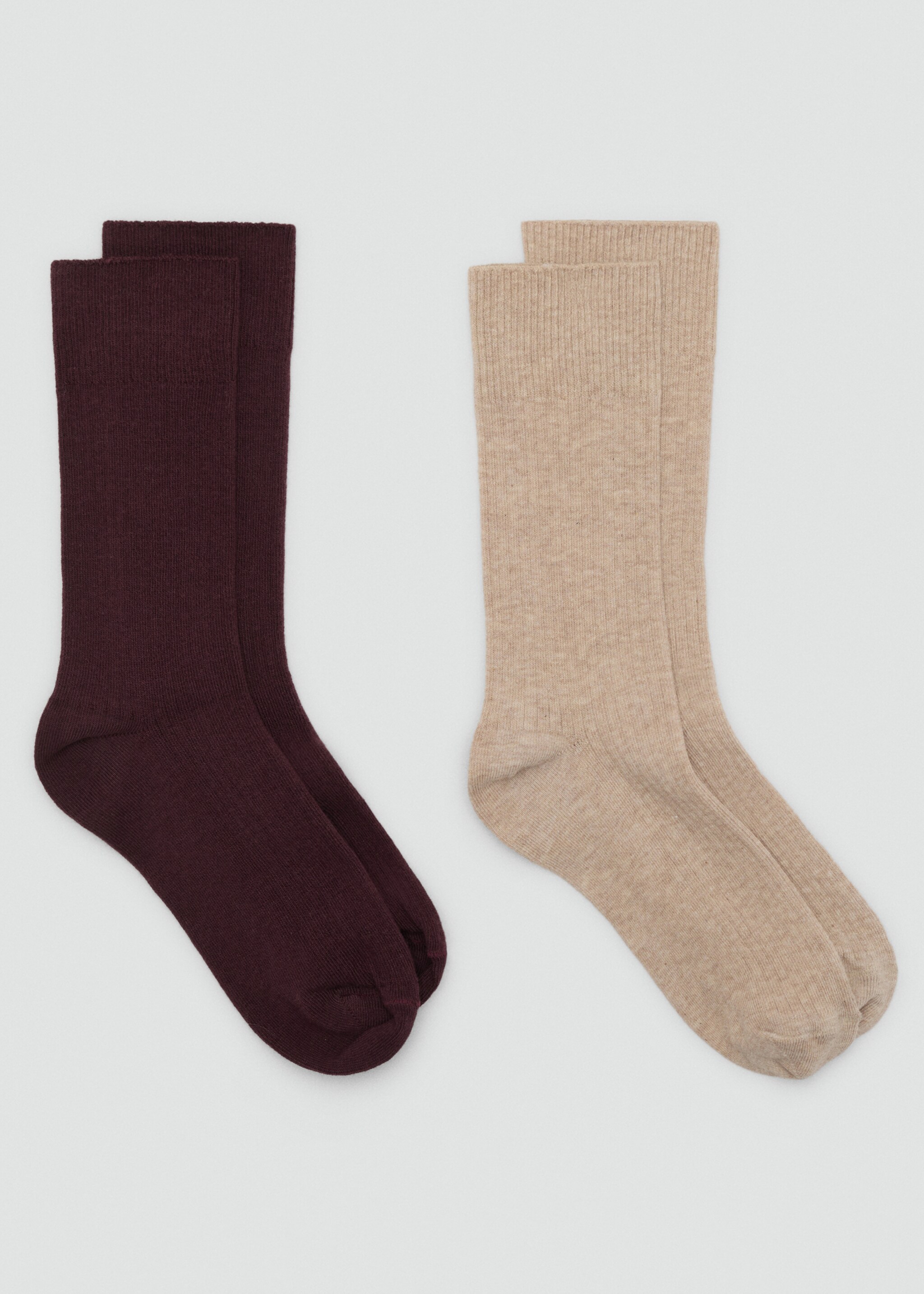 Pack of 2 ribbed cotton socks - Article without model, Burgundy. Ref: 17085810-00.
