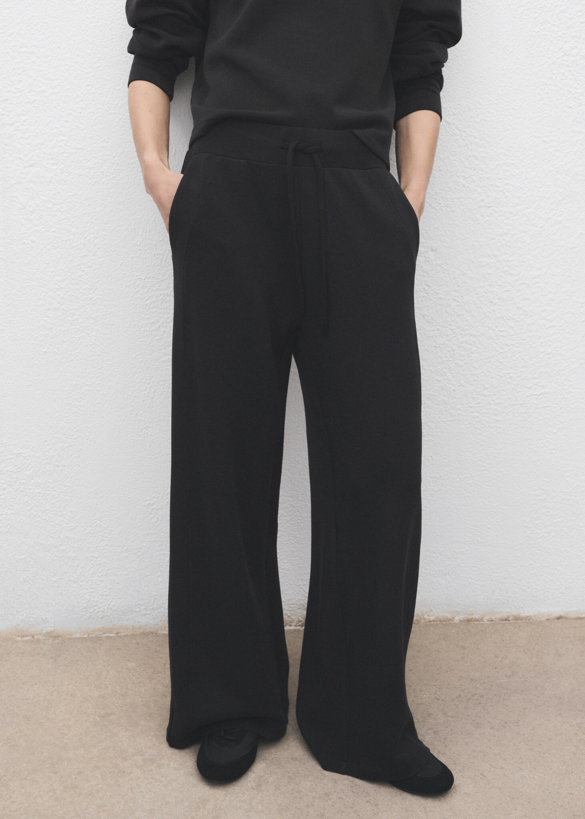 Pantalon de jogging cordon - Plan moyen, Noir. Ref: 17085812-00.