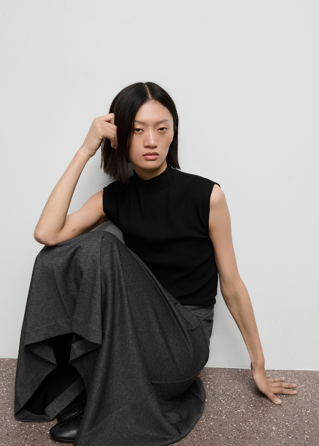 Pleated A-line skirt