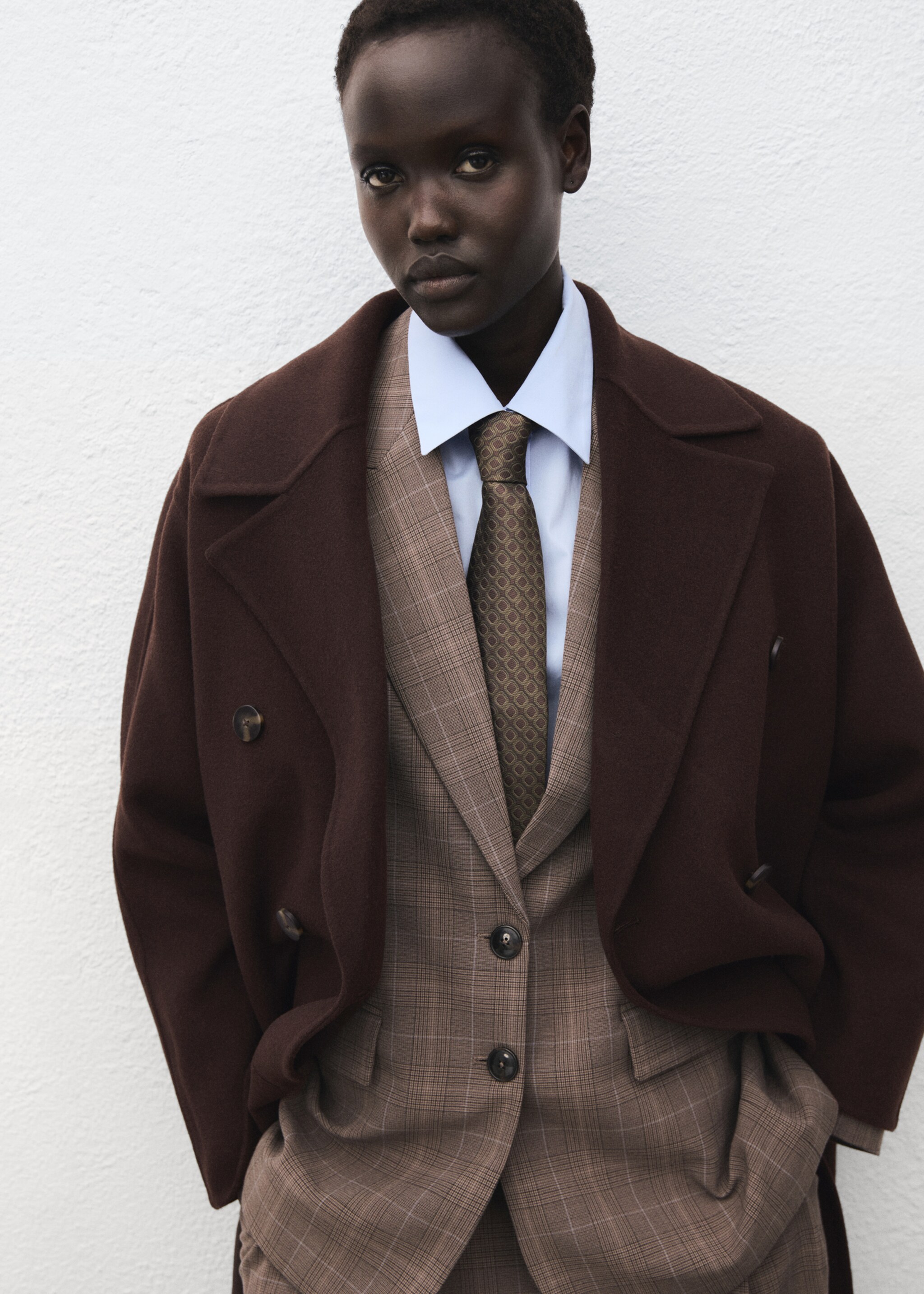 Handmade oversized wool coat - Medium plane, Chocolate. Ref: 17085818-00.