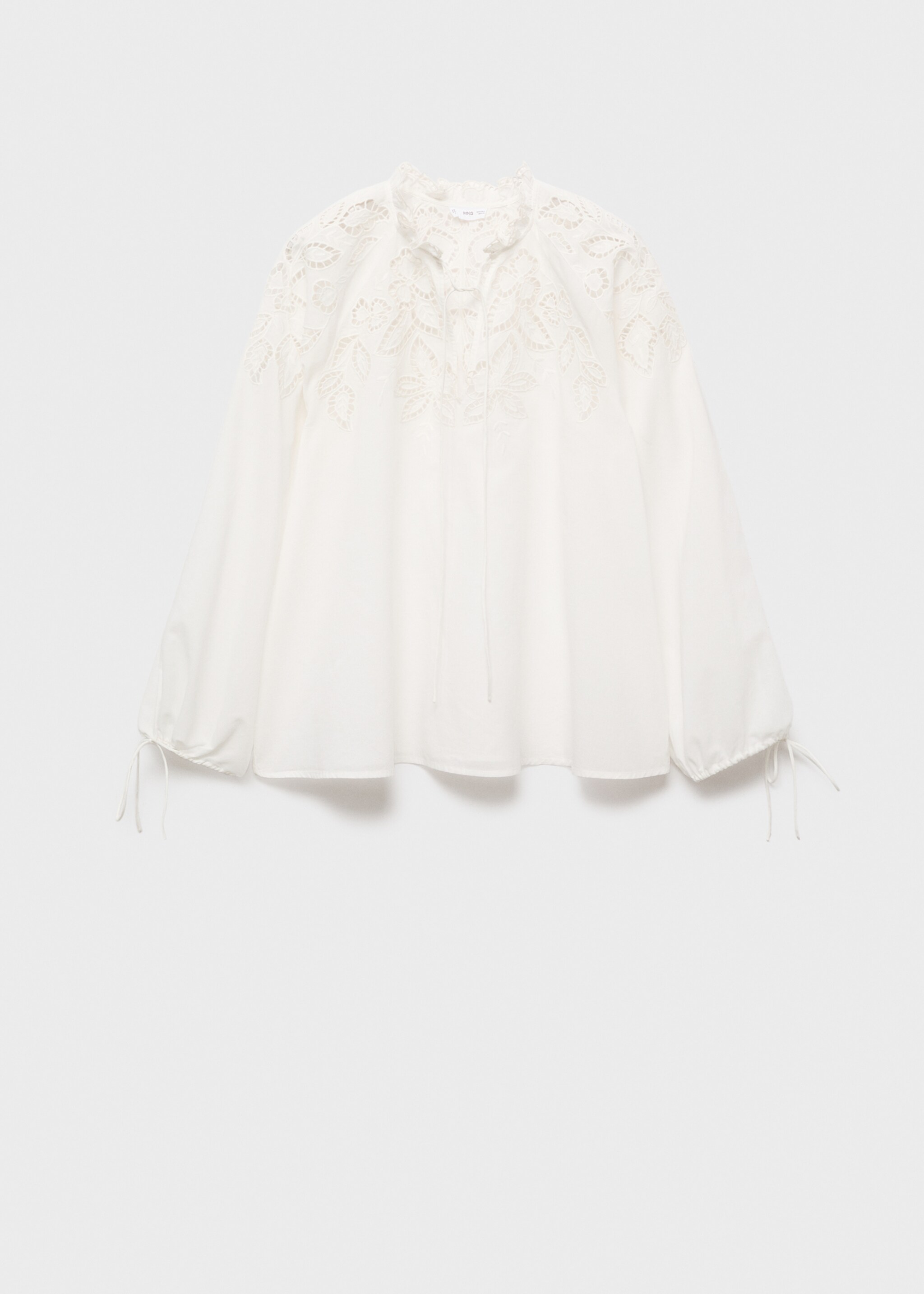 Blusa bordada com laços - Artigo sem modelo, Cru. Ref: 17085820-00.
