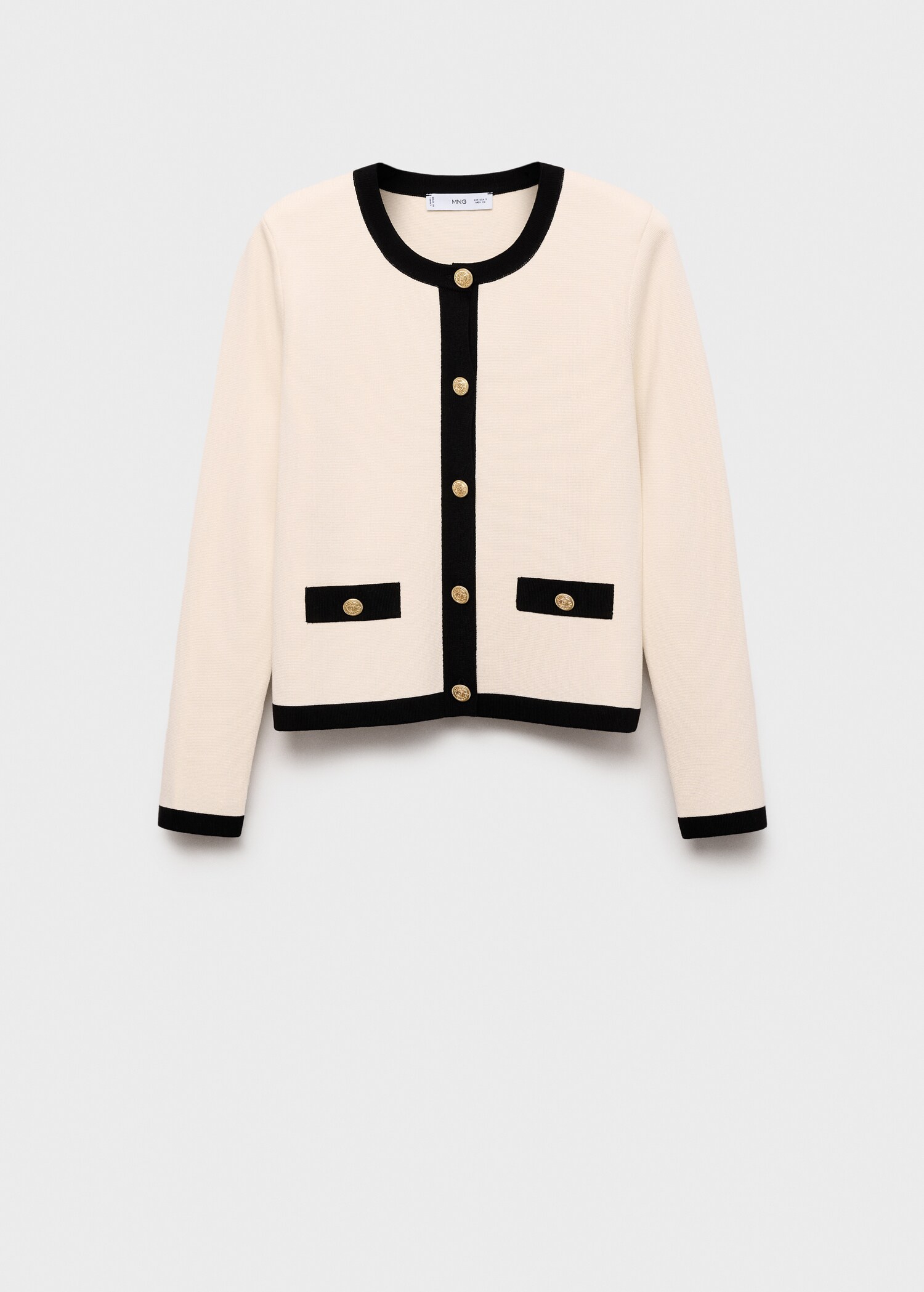 Gebreid jasje met contrasterende biesjes - Artikel zonder model