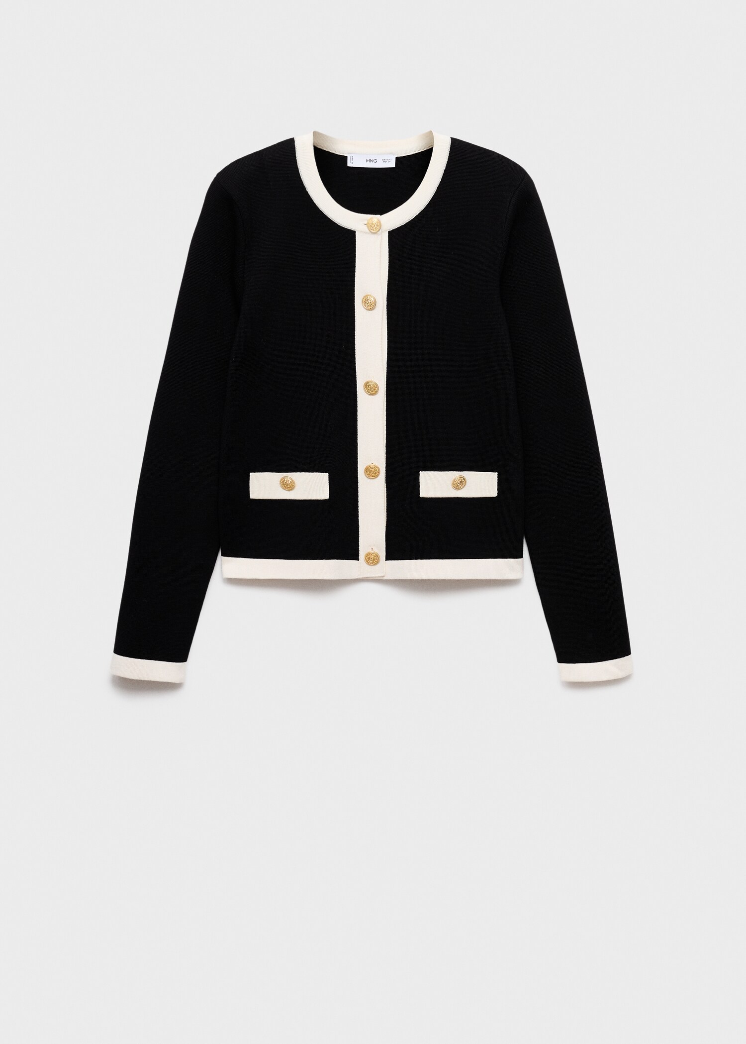 Gebreid jasje met contrasterende biesjes - Artikel zonder model