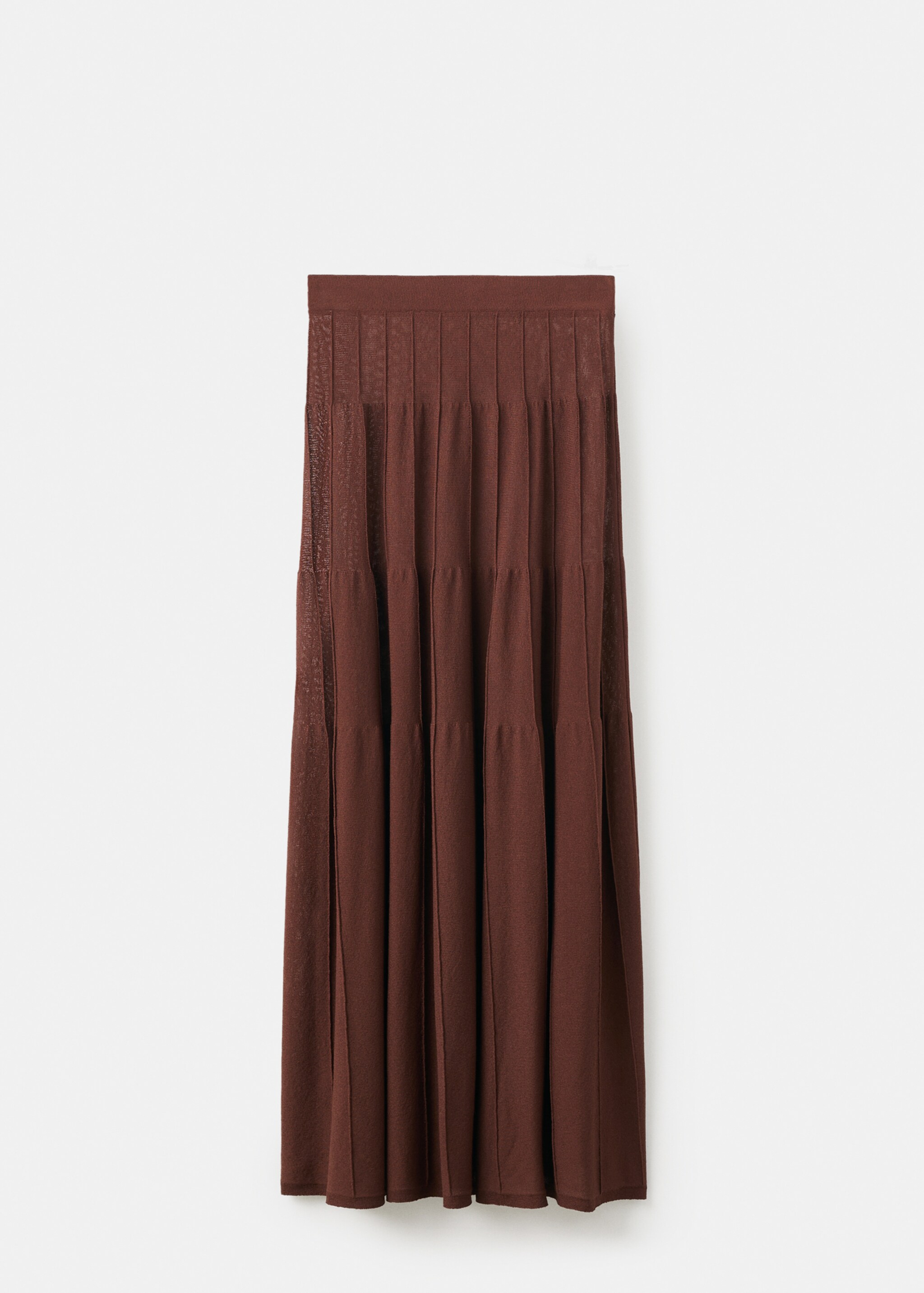 Knitted long skirt with seam detail - Article without model, Brown. Ref: 17085823-00.