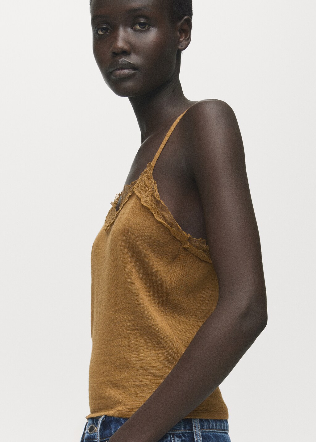 Mango Wool-blend lace top thumbnail