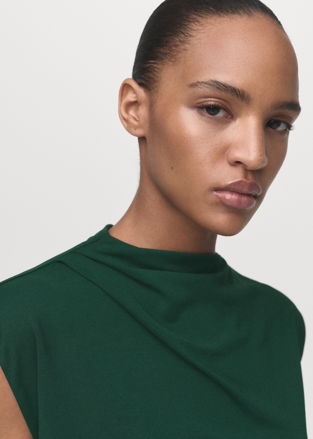 Straight-fit jumpsuit with draped neckline