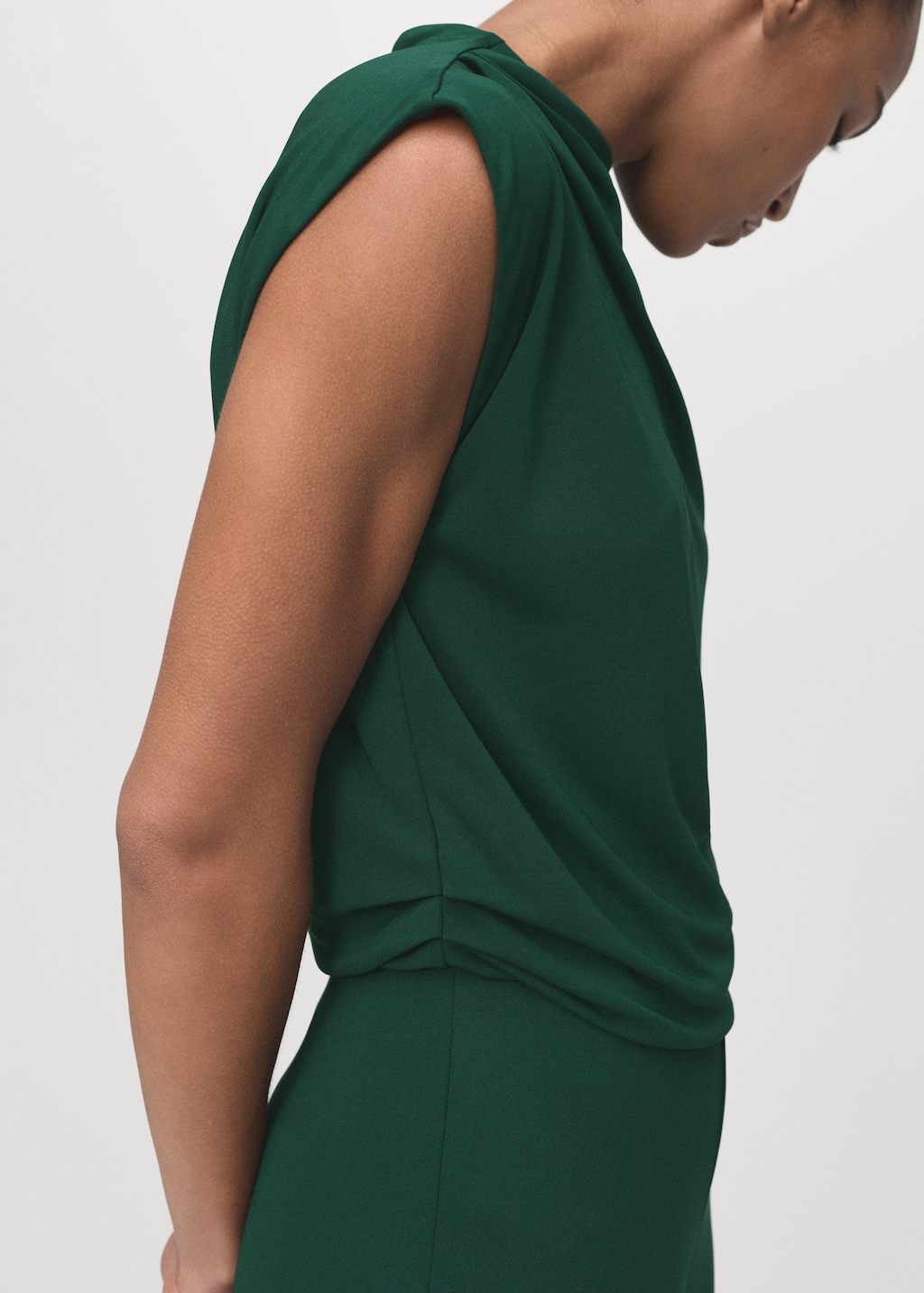 Straight-fit jumpsuit with draped neckline
