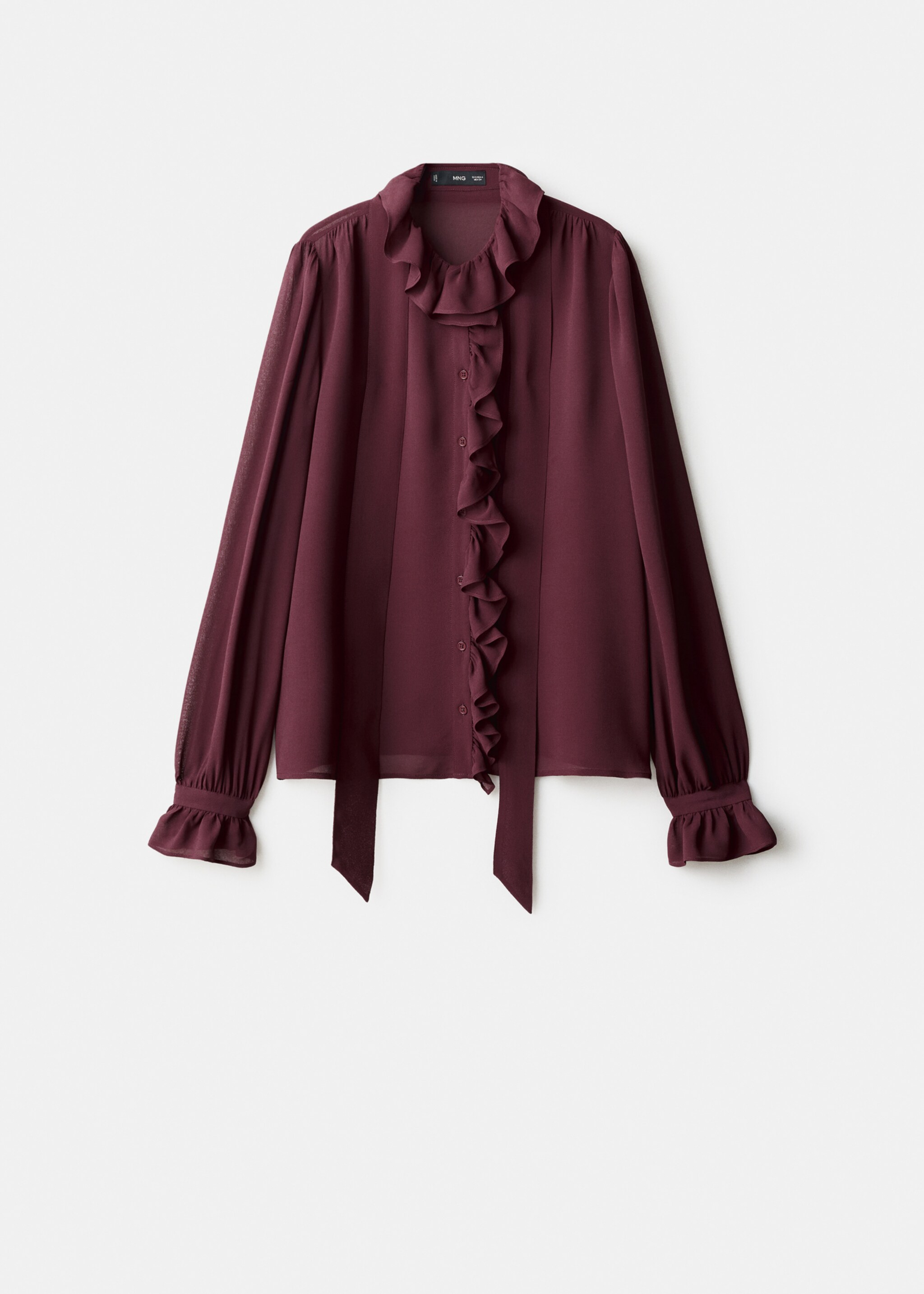 Ruffled blouse with scarf - Article without model, Burgundy. Ref: 17085826-00.