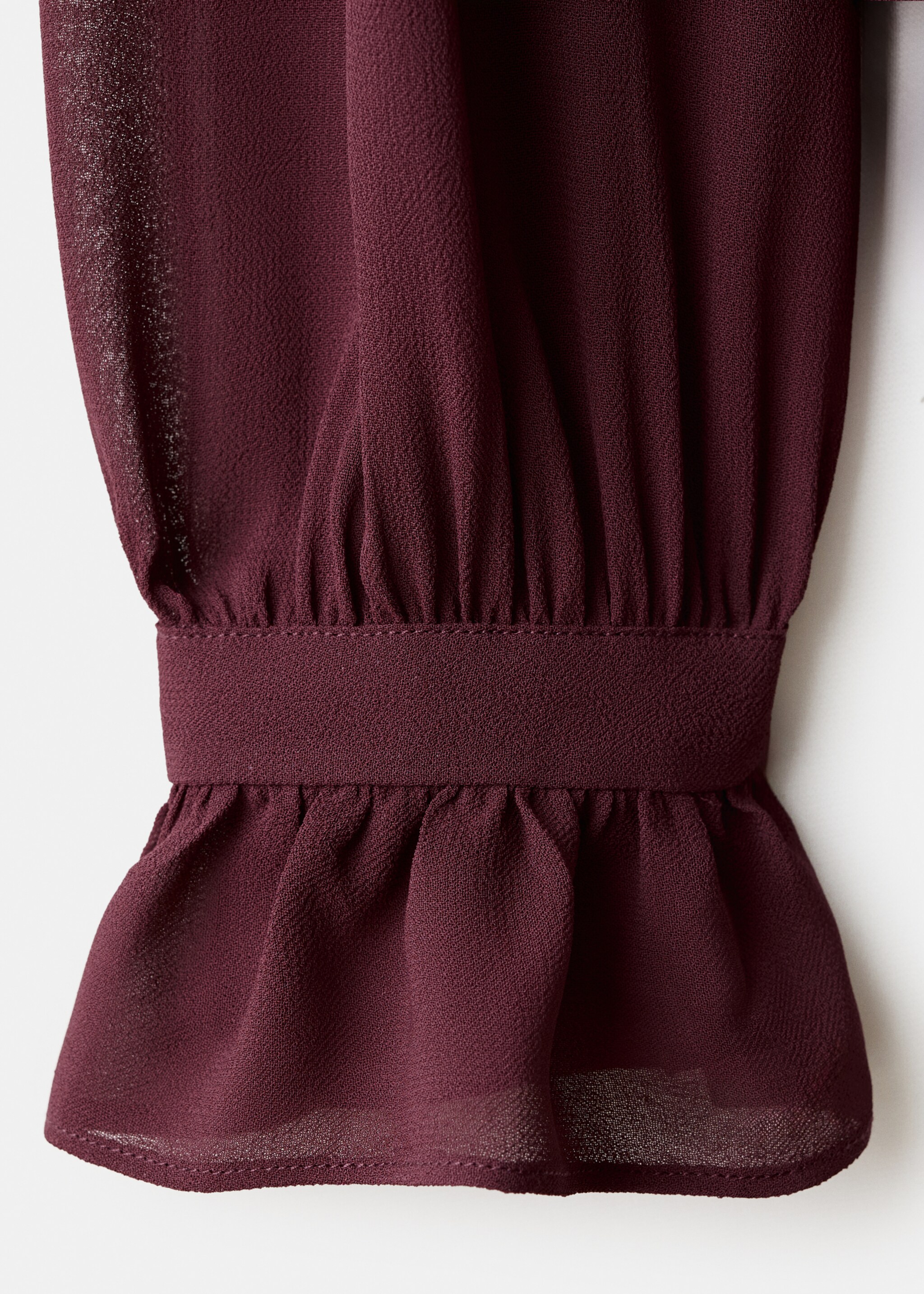 Ruffled blouse with scarf - Details of the article 0, Burgundy. Ref: 17085826-00.