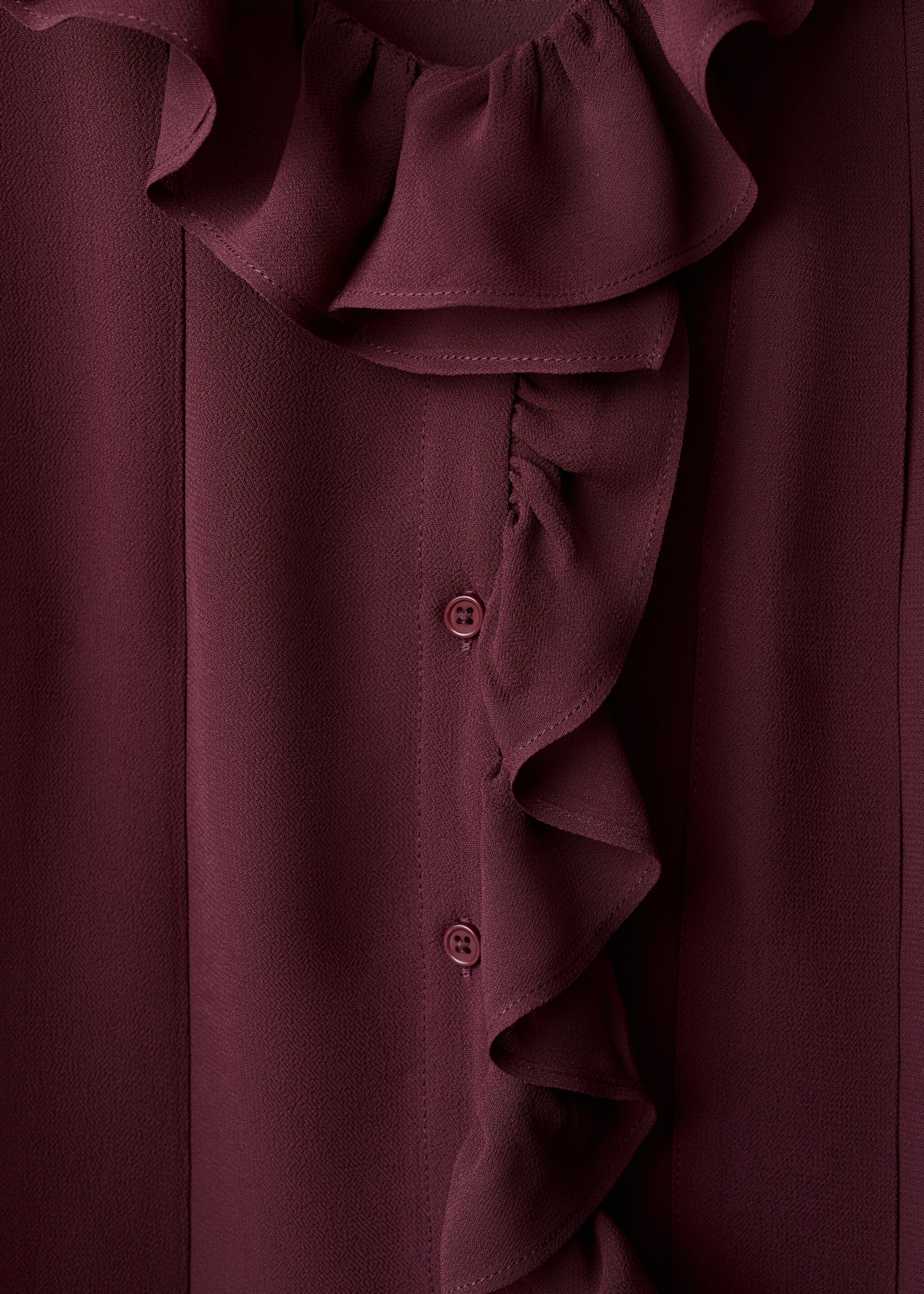 Ruffled blouse with scarf - Details of the article 8, Burgundy. Ref: 17085826-00.