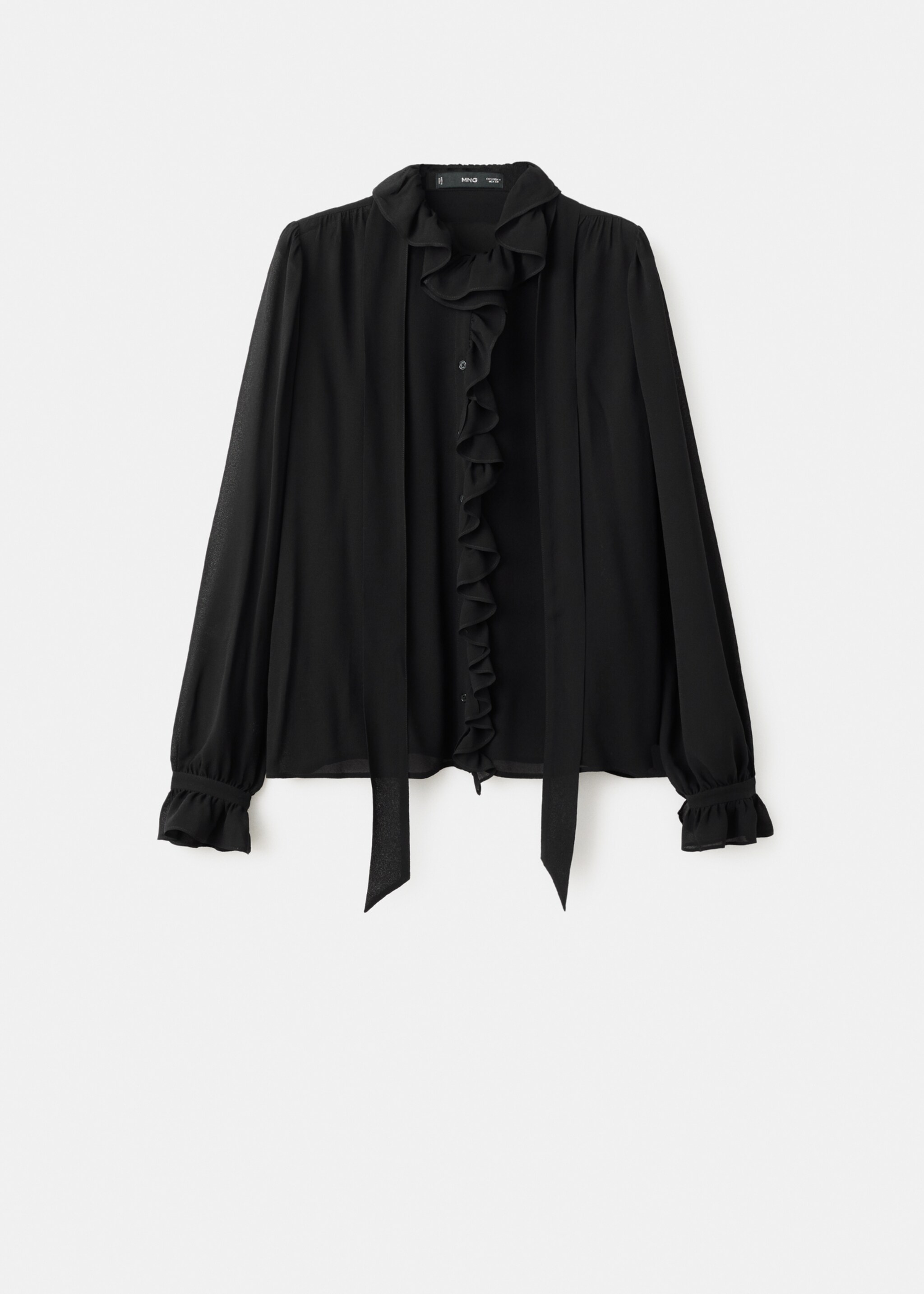 Ruffled blouse with scarf - Article without model, Black. Ref: 17085826-00.