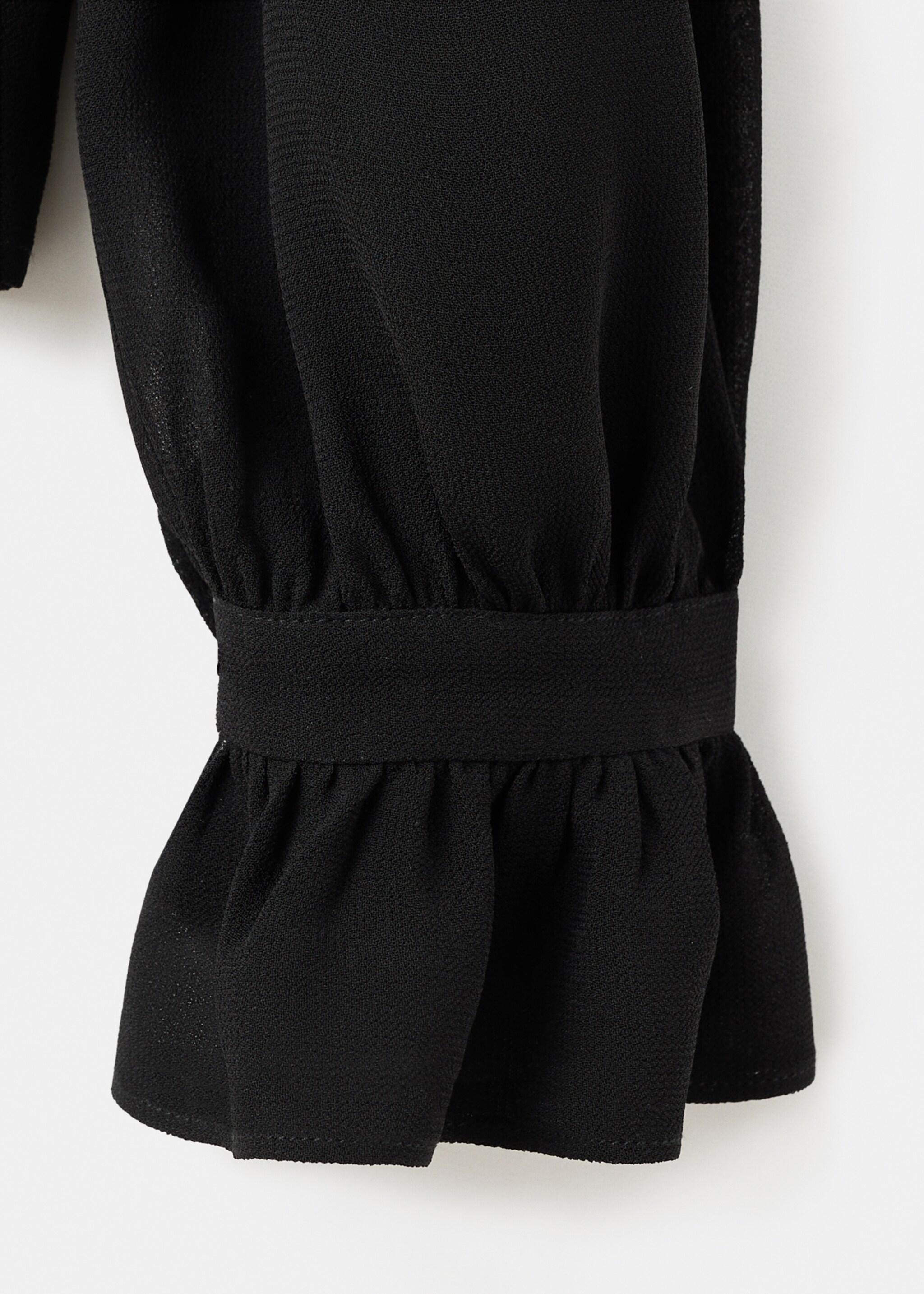 Ruffled blouse with scarf - Details of the article 0, Black. Ref: 17085826-00.