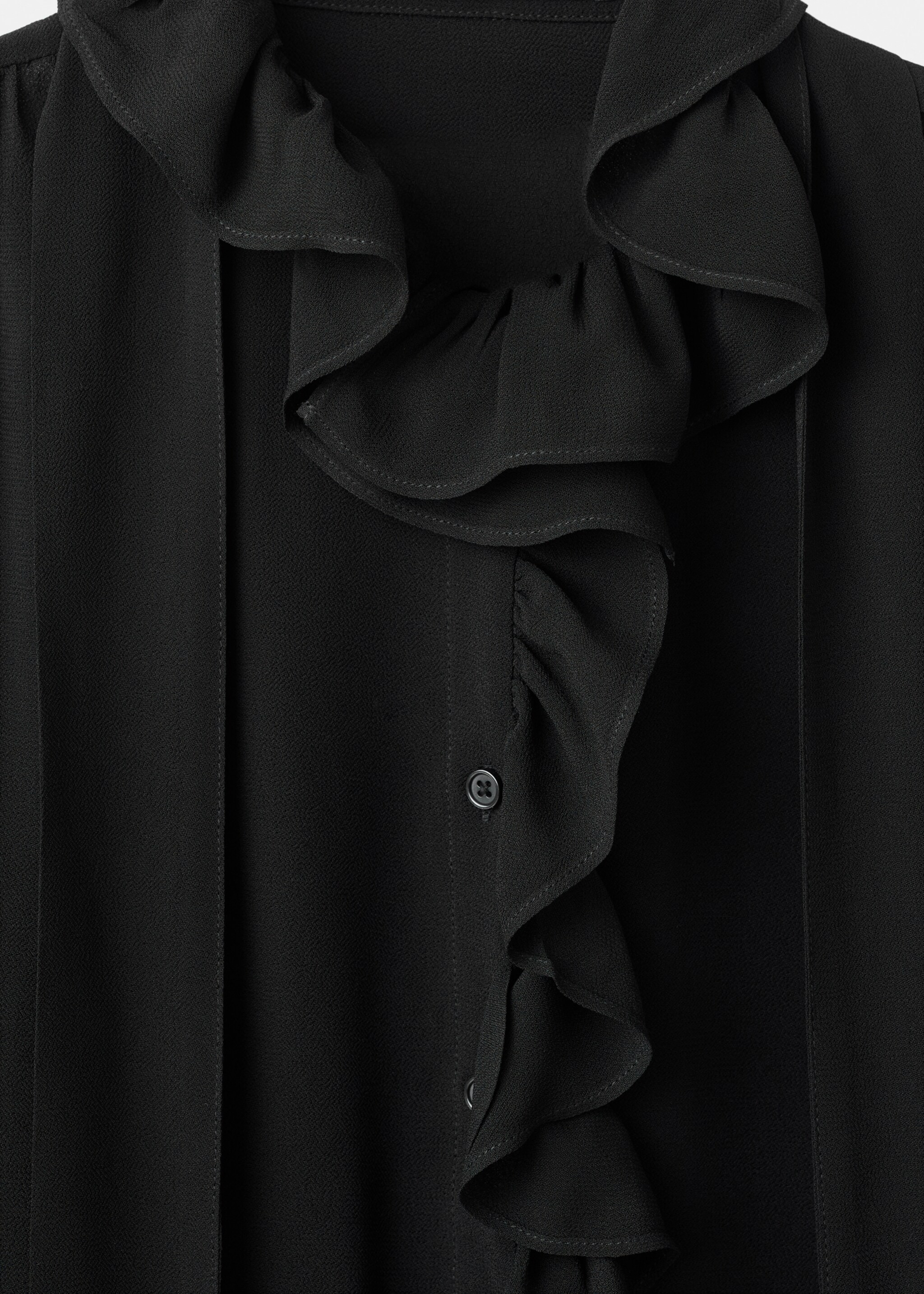 Ruffled blouse with scarf - Details of the article 8, Black. Ref: 17085826-00.