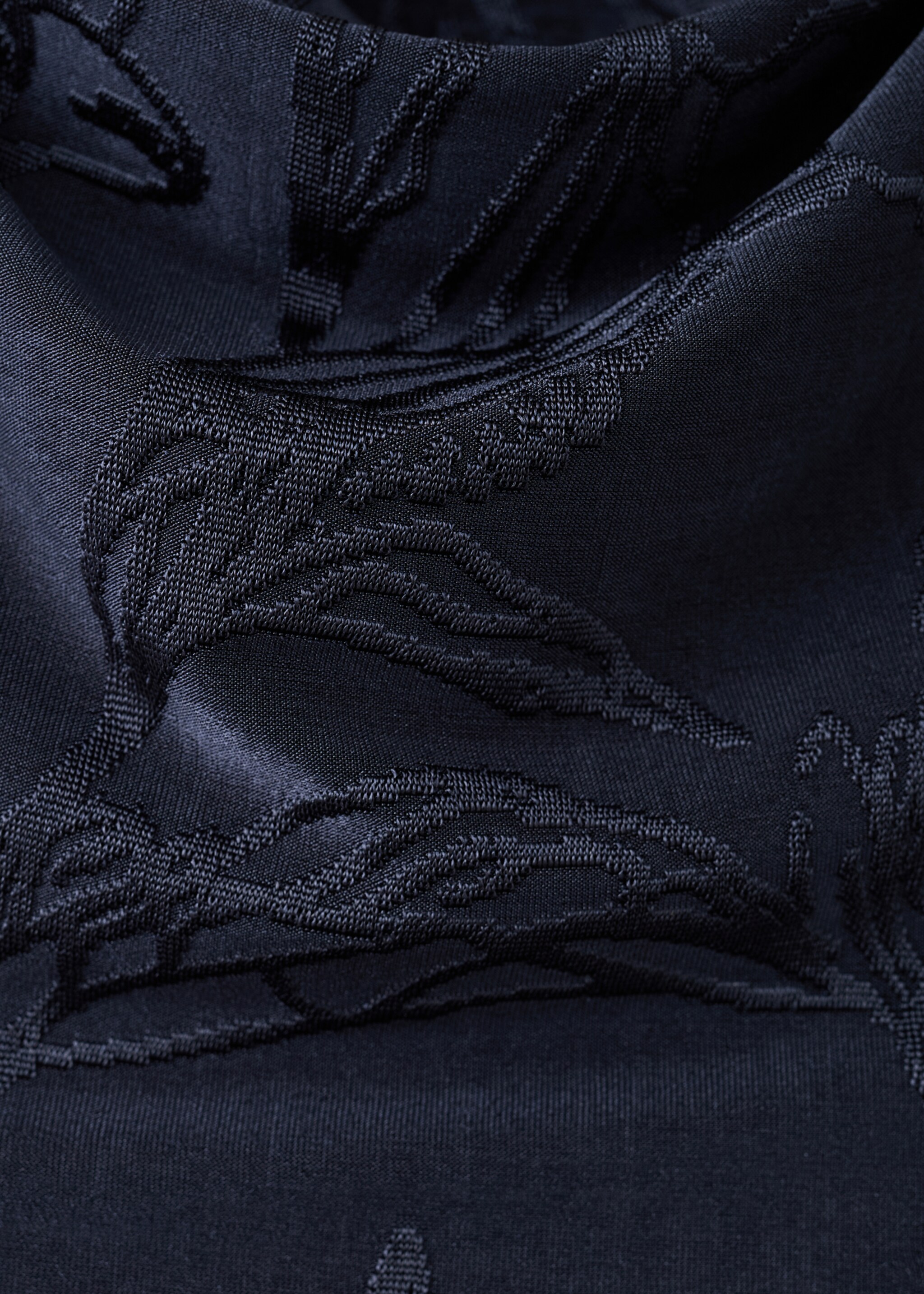 Embroidered dress with draped collar - Details of the article 0, Navy. Ref: 17085827-00.
