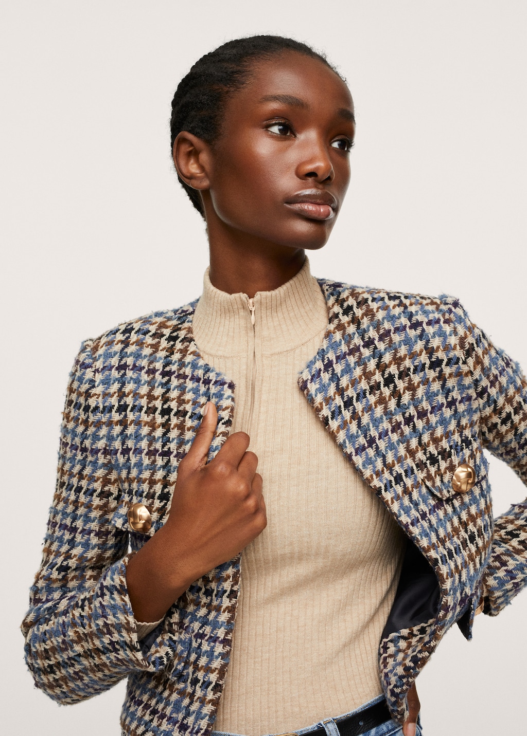 Mango houndstooth jacket sale