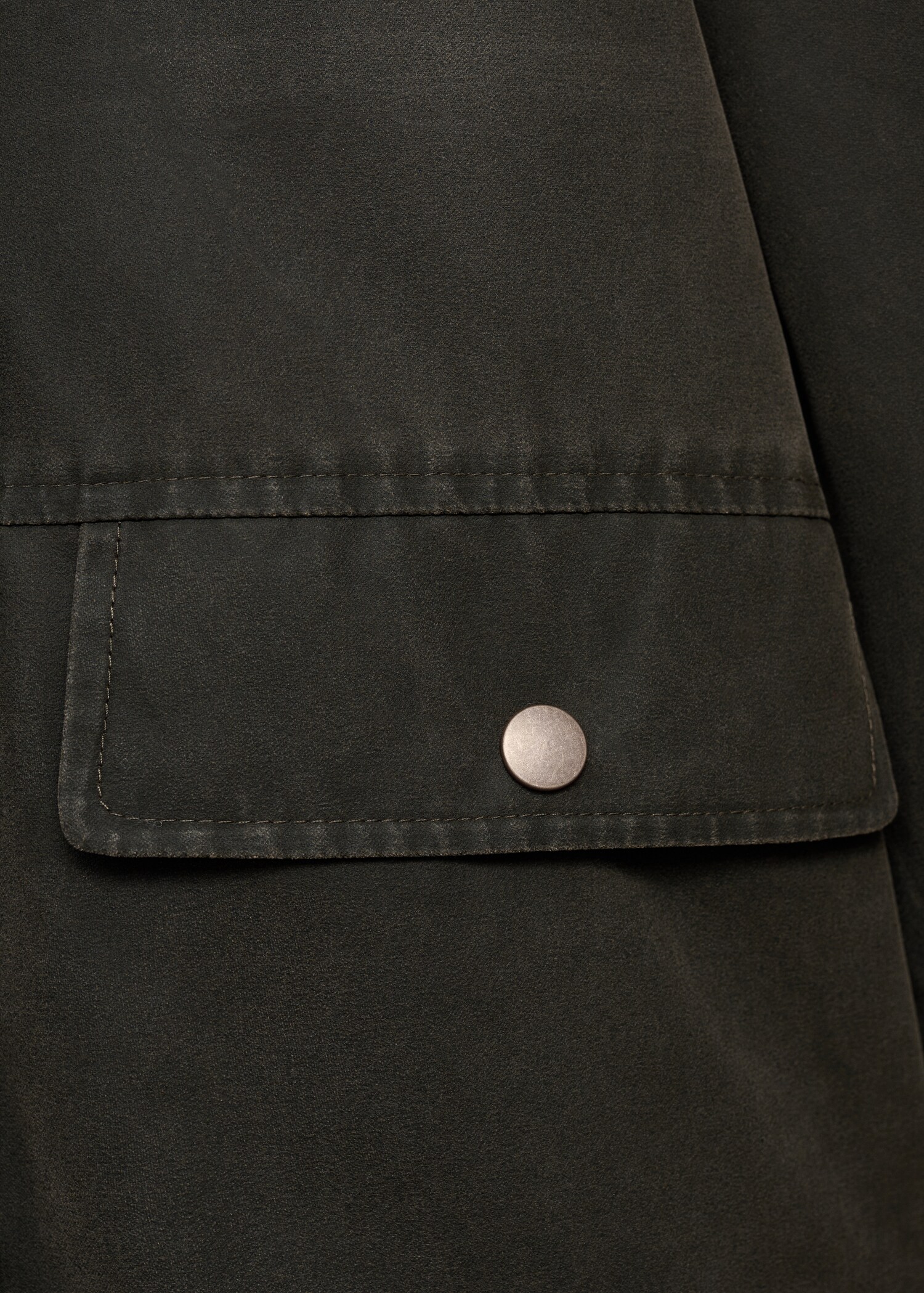 Waxed effect jacket with hood - Details of the article 0