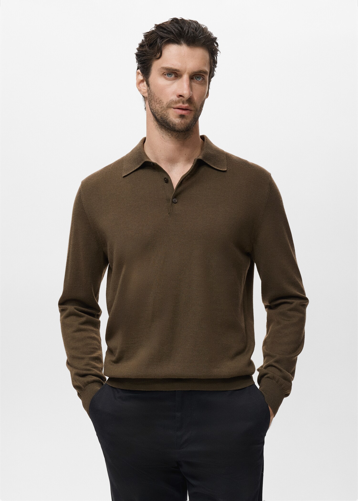 100% wool knitted polo sweater - Medium plane