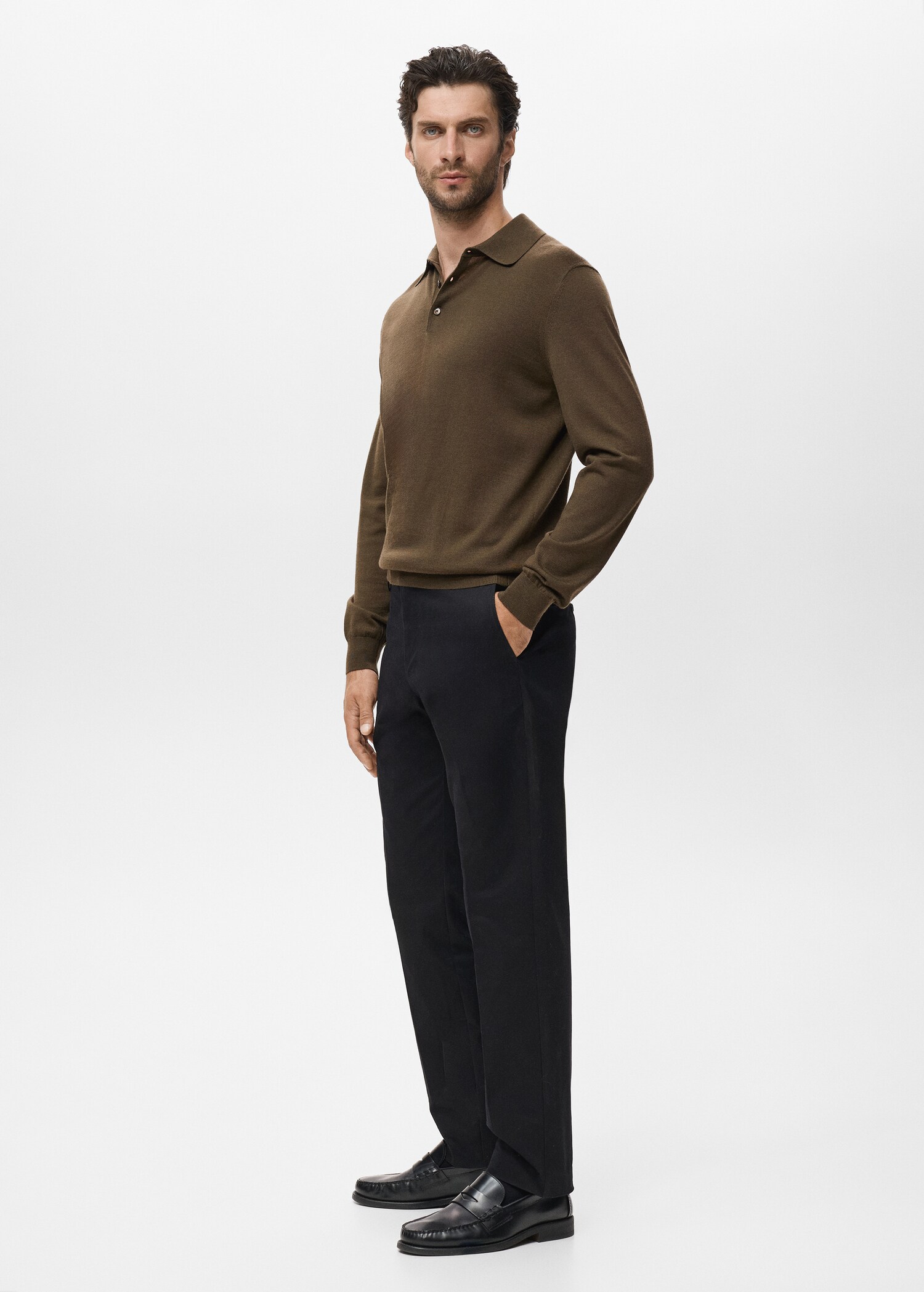 100% wool knitted polo sweater - Details of the article 2