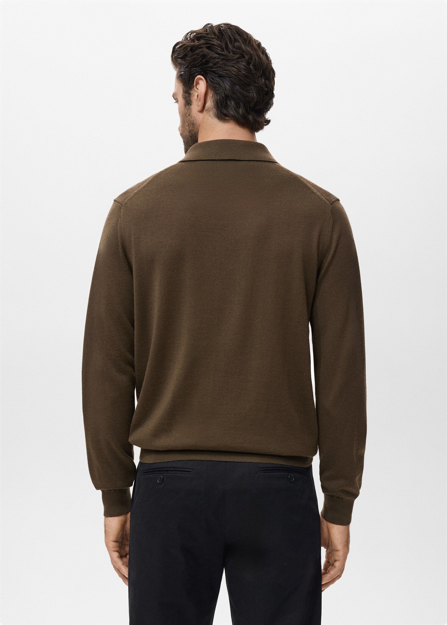 100% wool knitted polo sweater - Reverse of the article