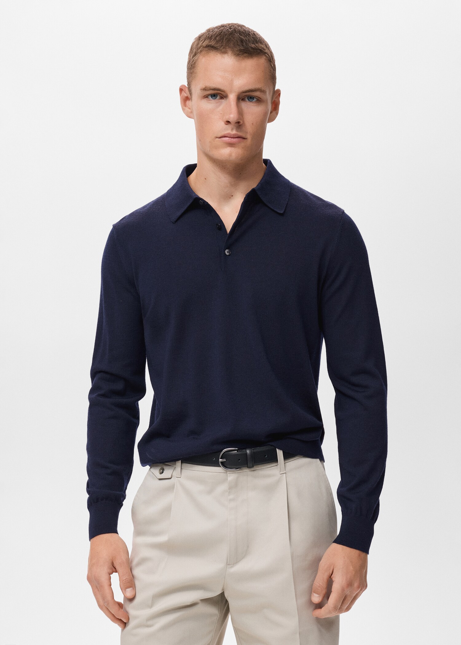 100% wool knitted polo sweater - Medium plane