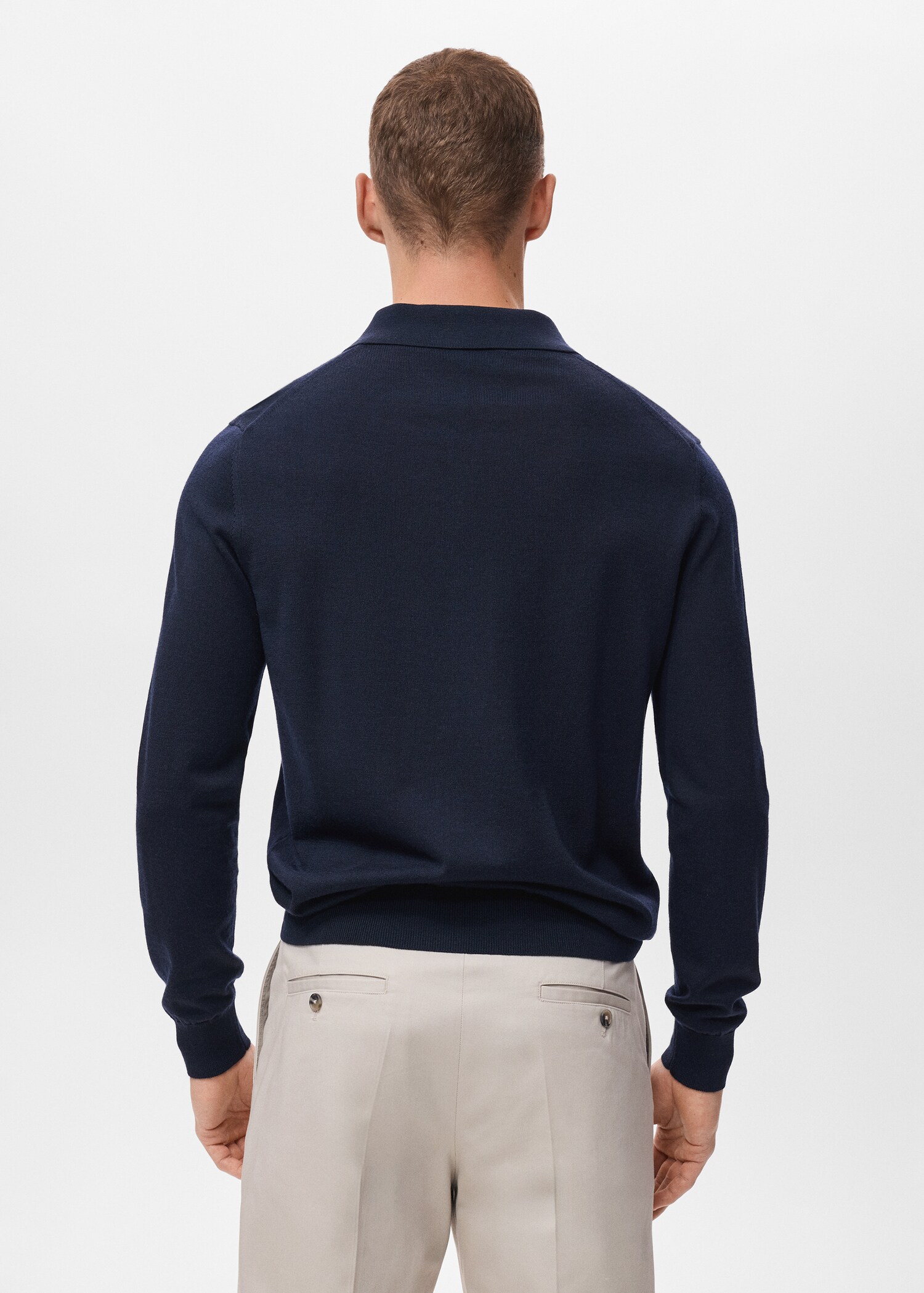 100% wool knitted polo sweater - Reverse of the article