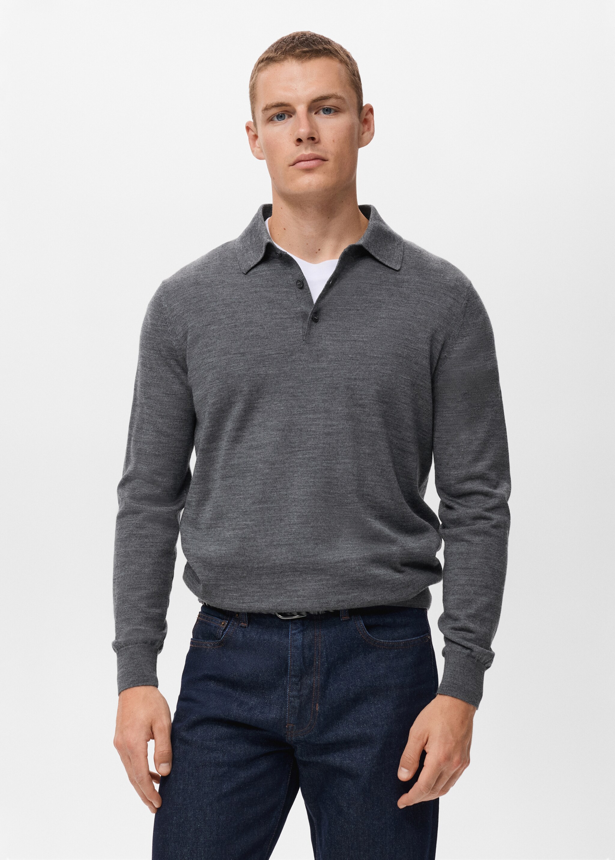 100% wool knitted polo sweater - Medium plane