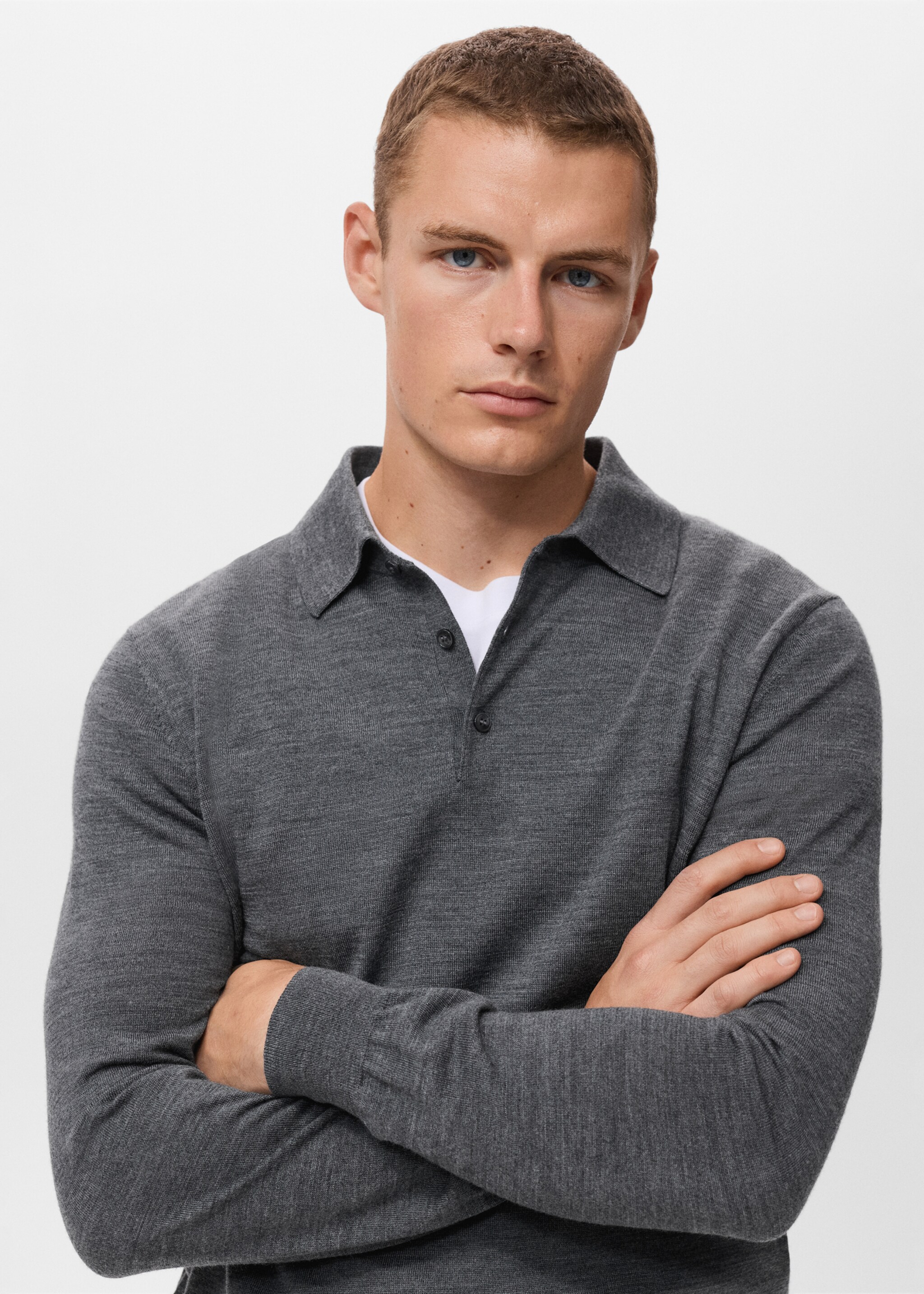 100% wool knitted polo sweater - Details of the article 1