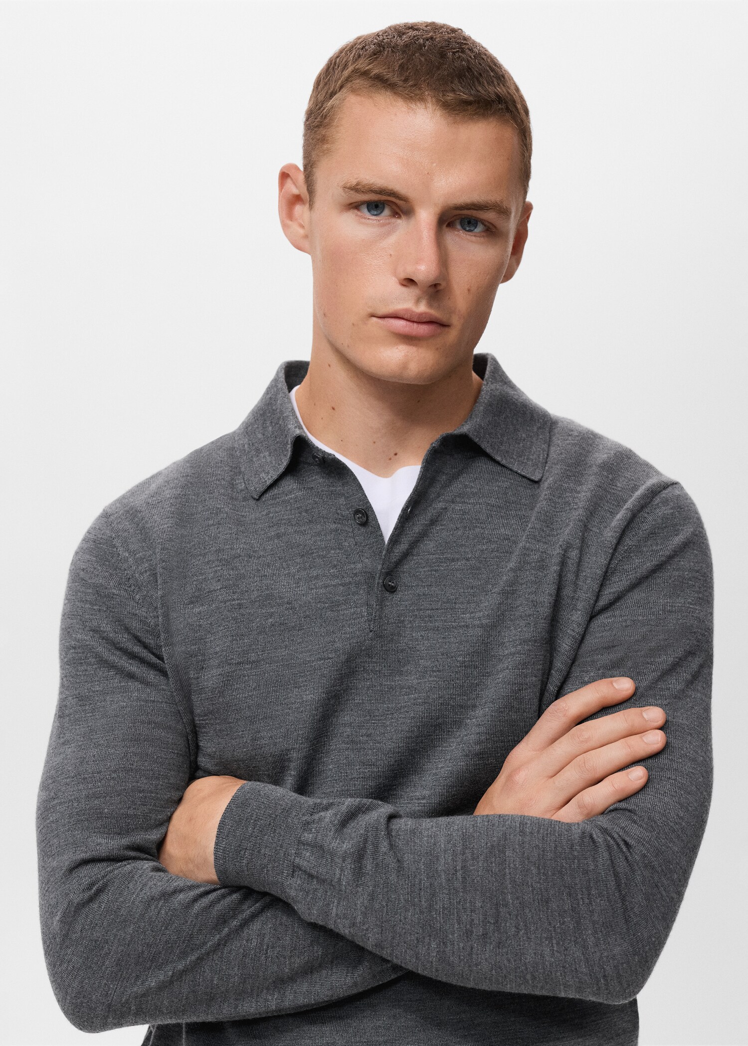100% wool knitted polo sweater - Details of the article 1