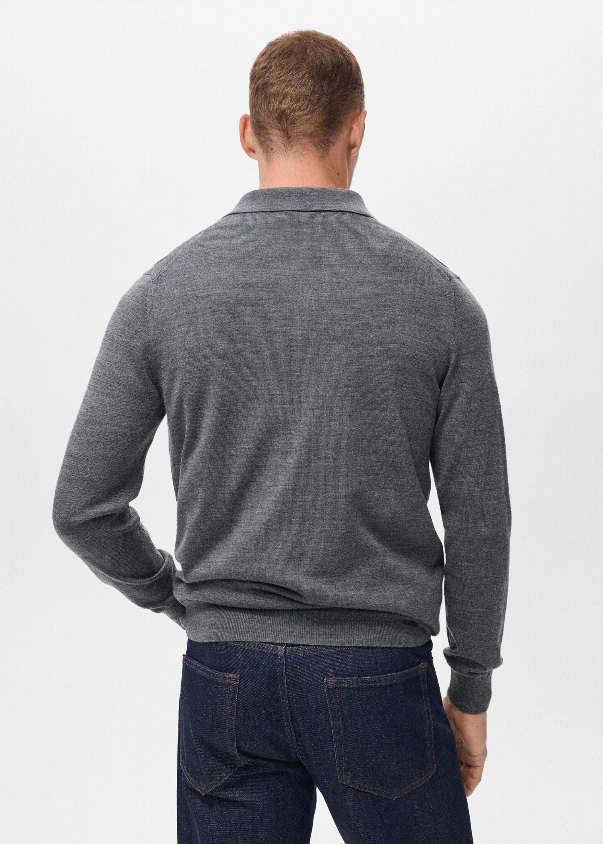 100% wool knitted polo sweater - Reverse of the article