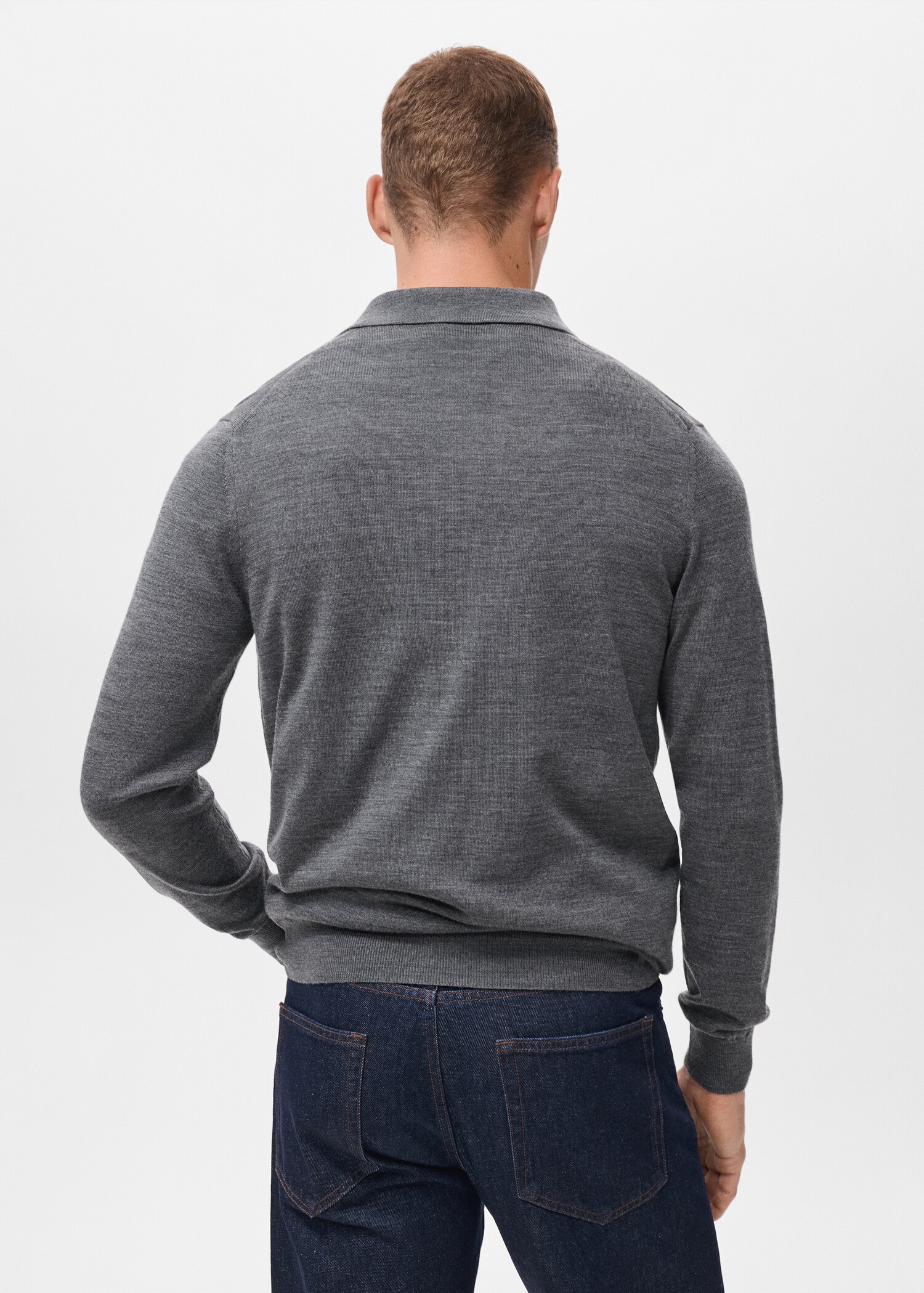 100% wool knitted polo sweater - Reverse of the article