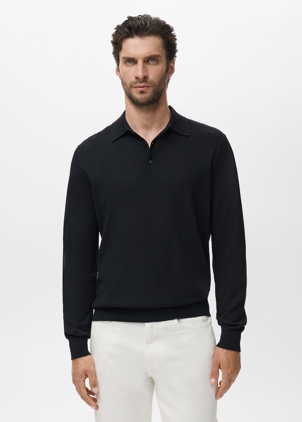 100% merino wool polo jumper