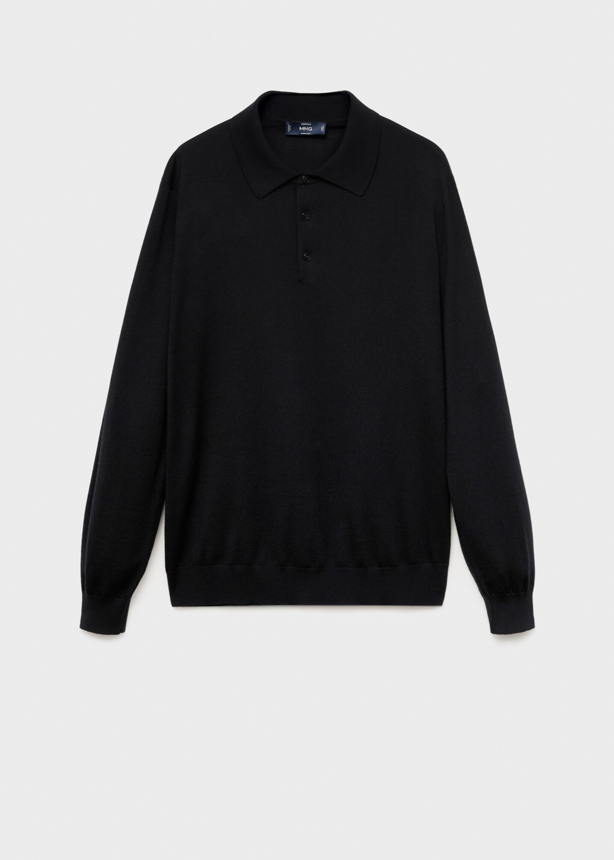 100% wool knitted polo sweater - Article without model, Black. Ref: 17085970-00.
