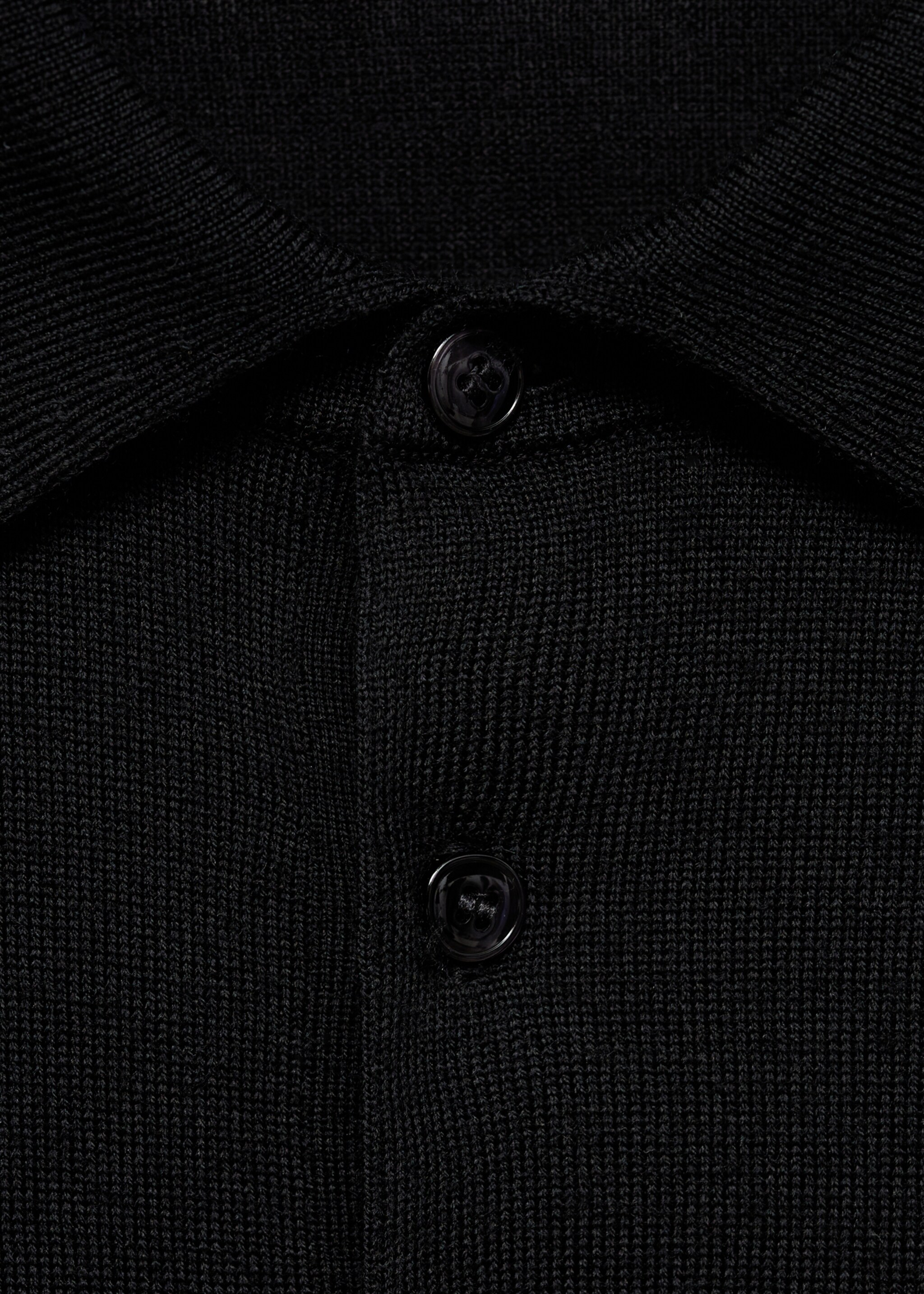 100% wool knitted polo sweater - Details of the article 8, Black. Ref: 17085970-00.