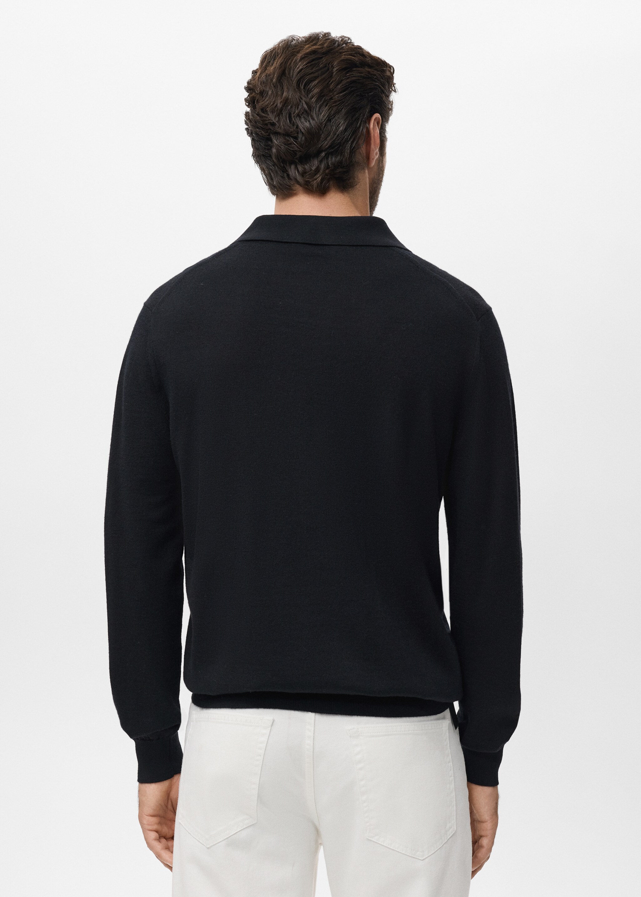 100% wool knitted polo sweater - Reverse of the article, Black. Ref: 17085970-00.